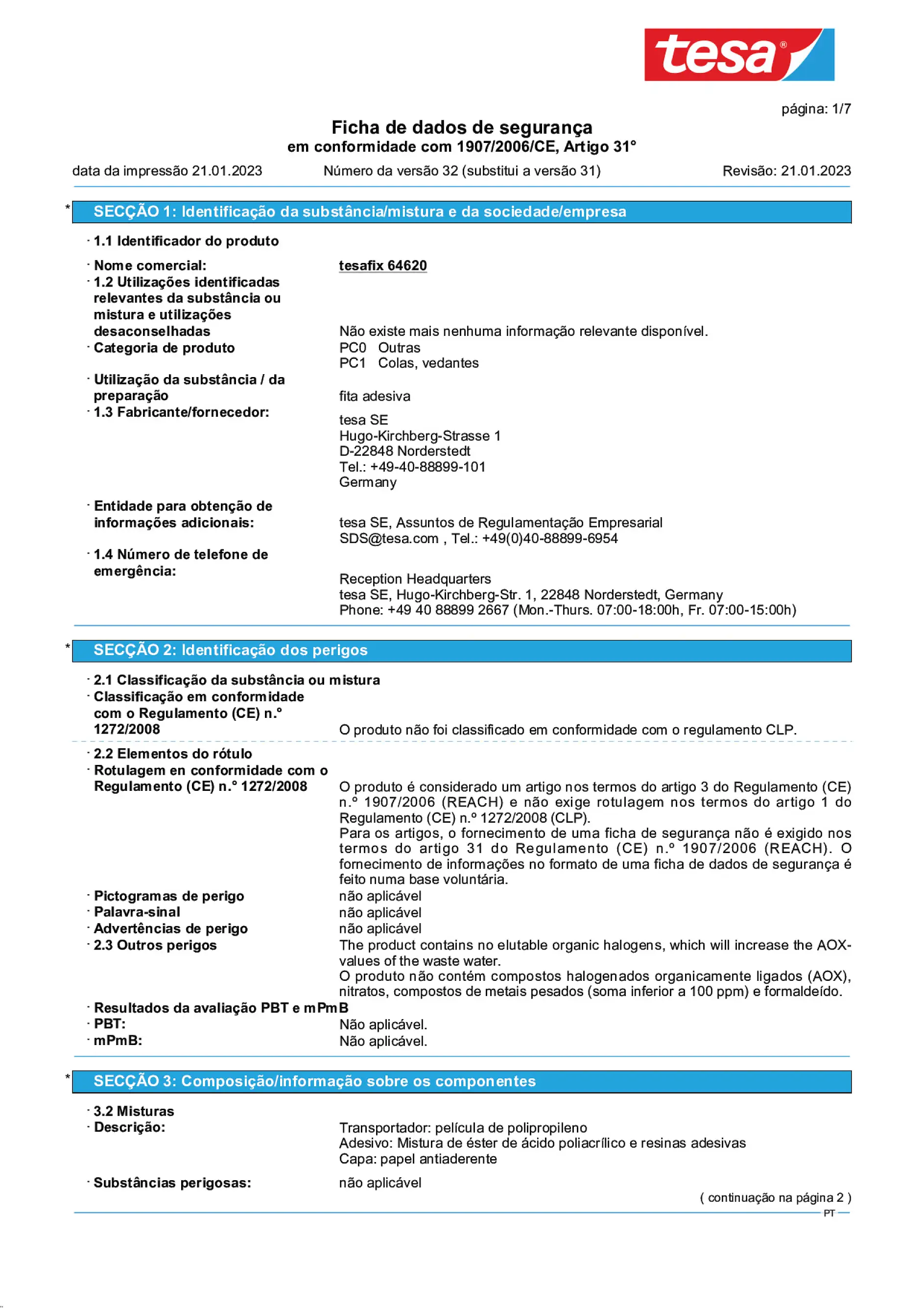 Safety data sheet_tesa® 64620_pt-PT_v32