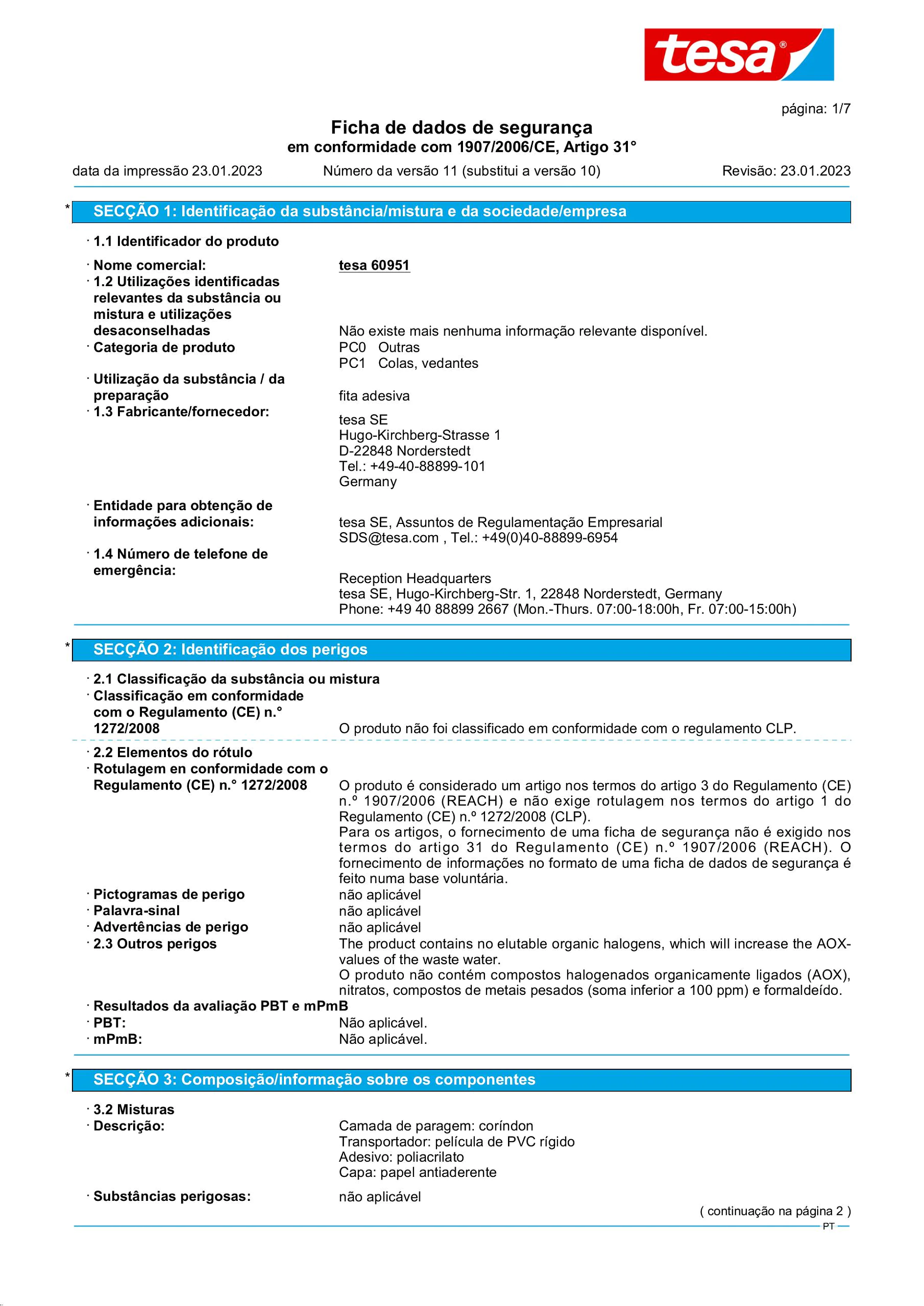 Safety data sheet_tesa® Professional 60951_pt-PT_v11