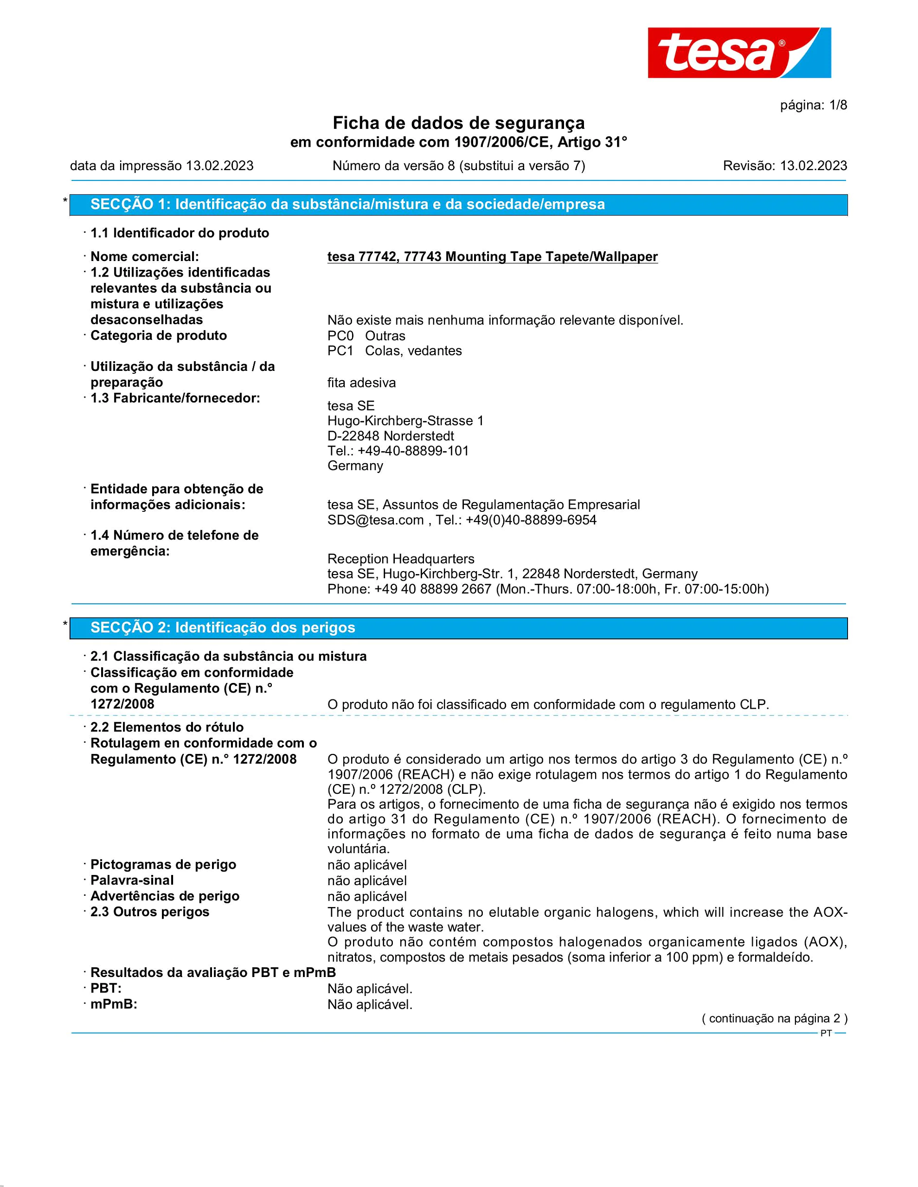 Safety data sheet_tesa® 77742_pt-PT_v8