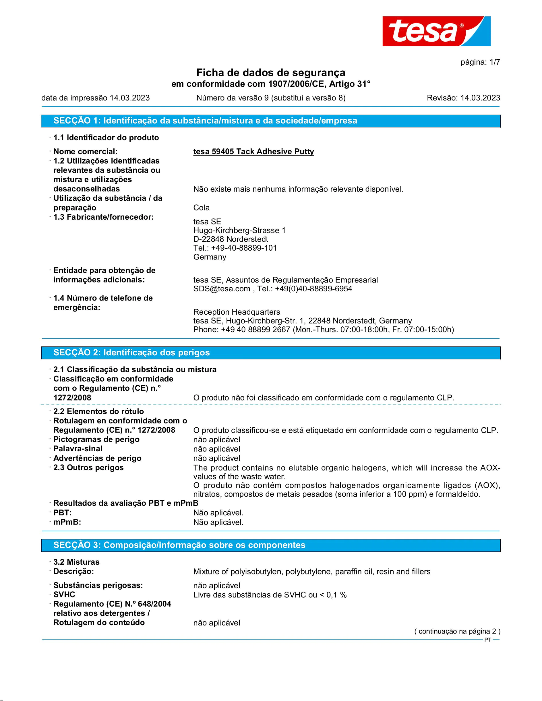 Safety data sheet_tesa® Tack 59405_pt-PT_v9