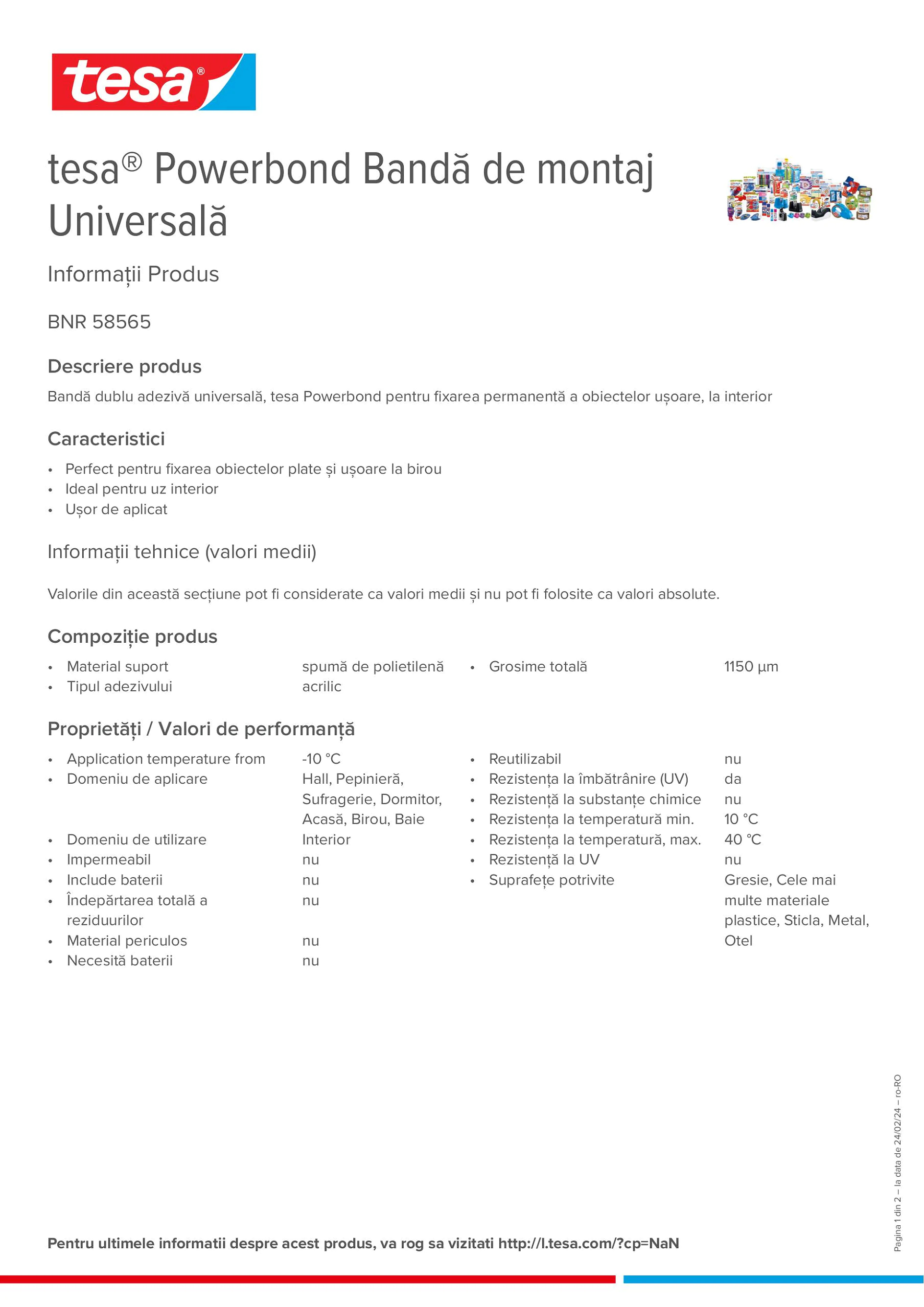 Product information_tesa® Powerbond 58565_ro-RO