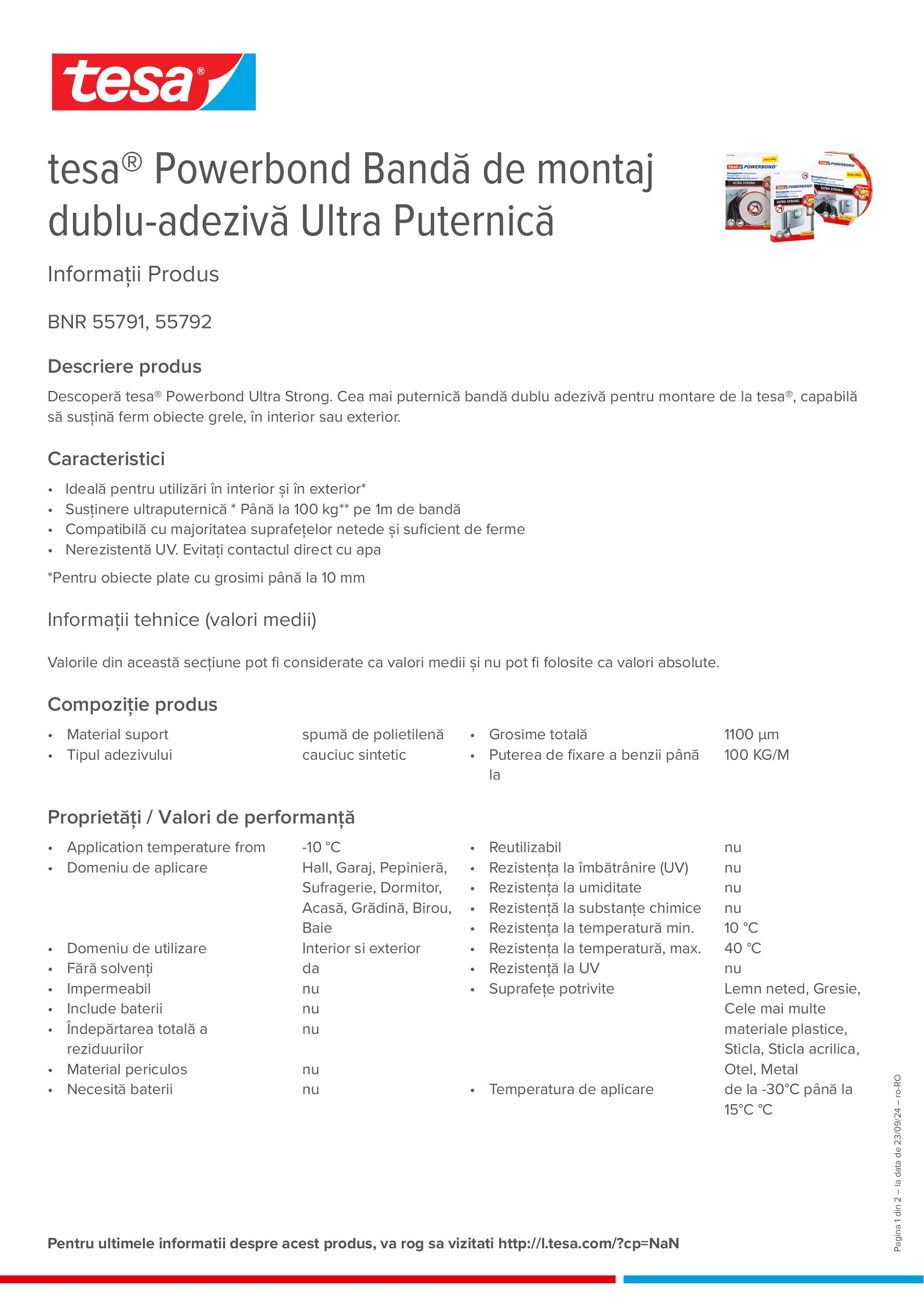 Product information_tesa® Powerbond 55791_ro-RO