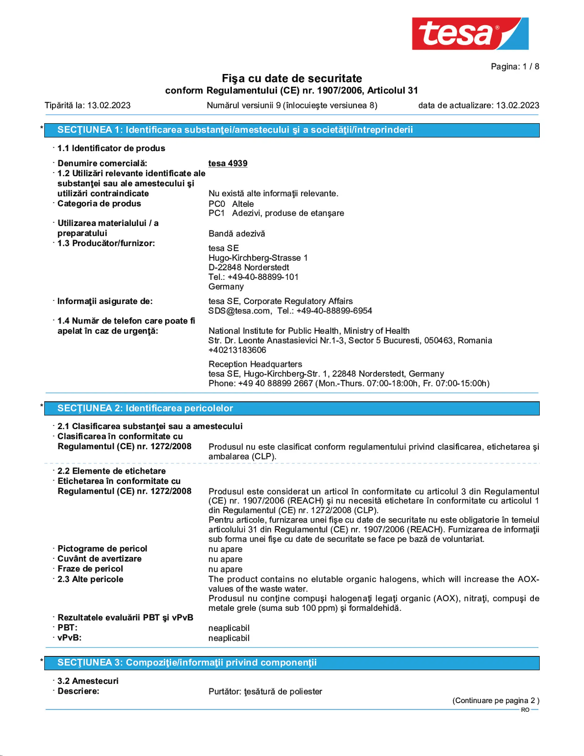 Safety data sheet_tesa® 4939_ro-RO_v9