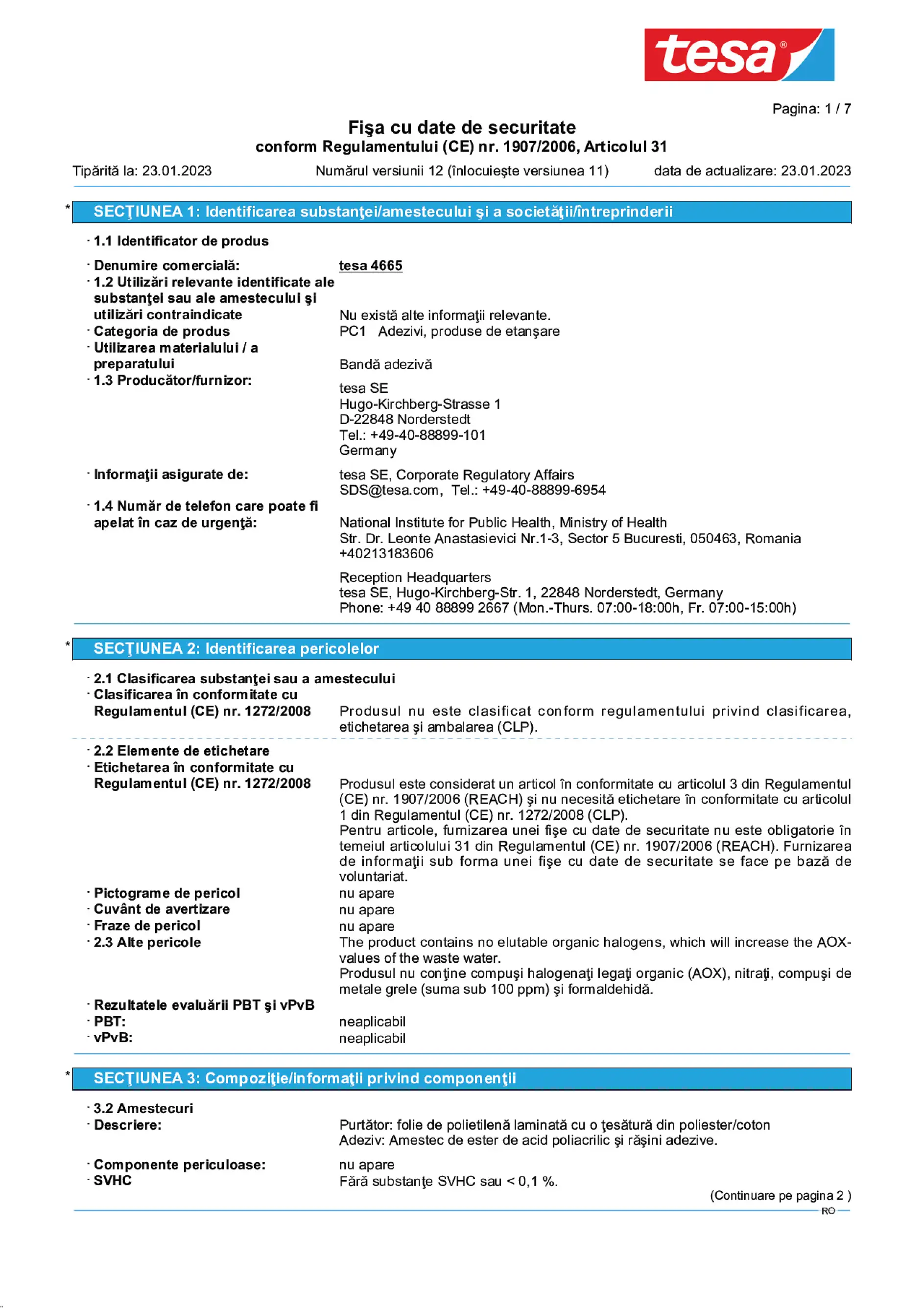 Safety data sheet_tesa® Professional 04665_ro-RO_v12