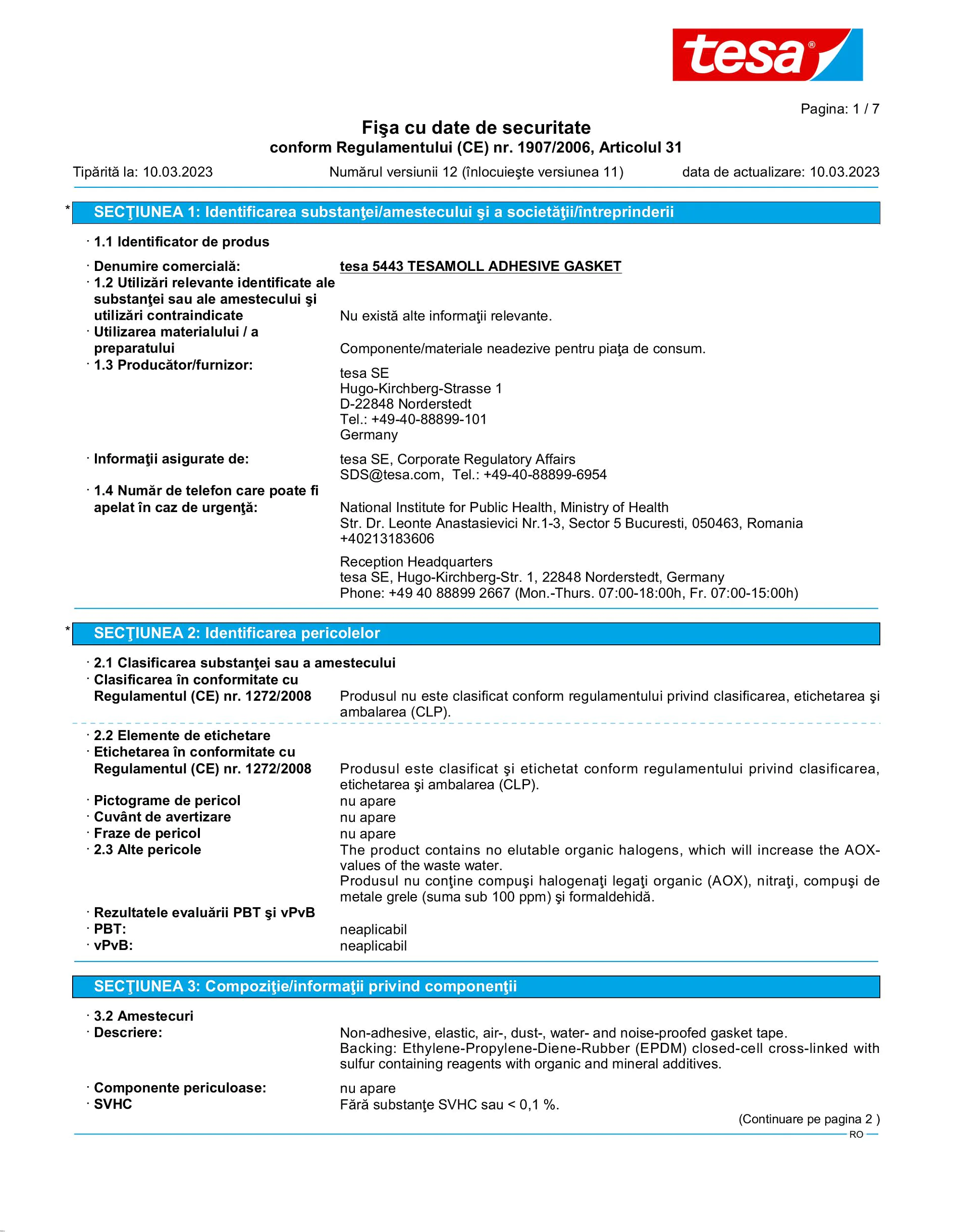 Safety data sheet_tesamoll® 05443_ro-RO_v12