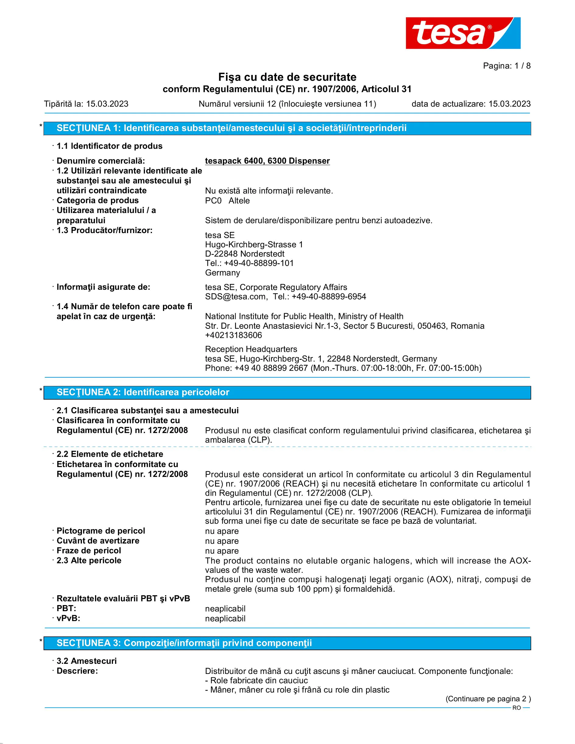 Safety data sheet_tesapack® 06300_ro-RO_v12