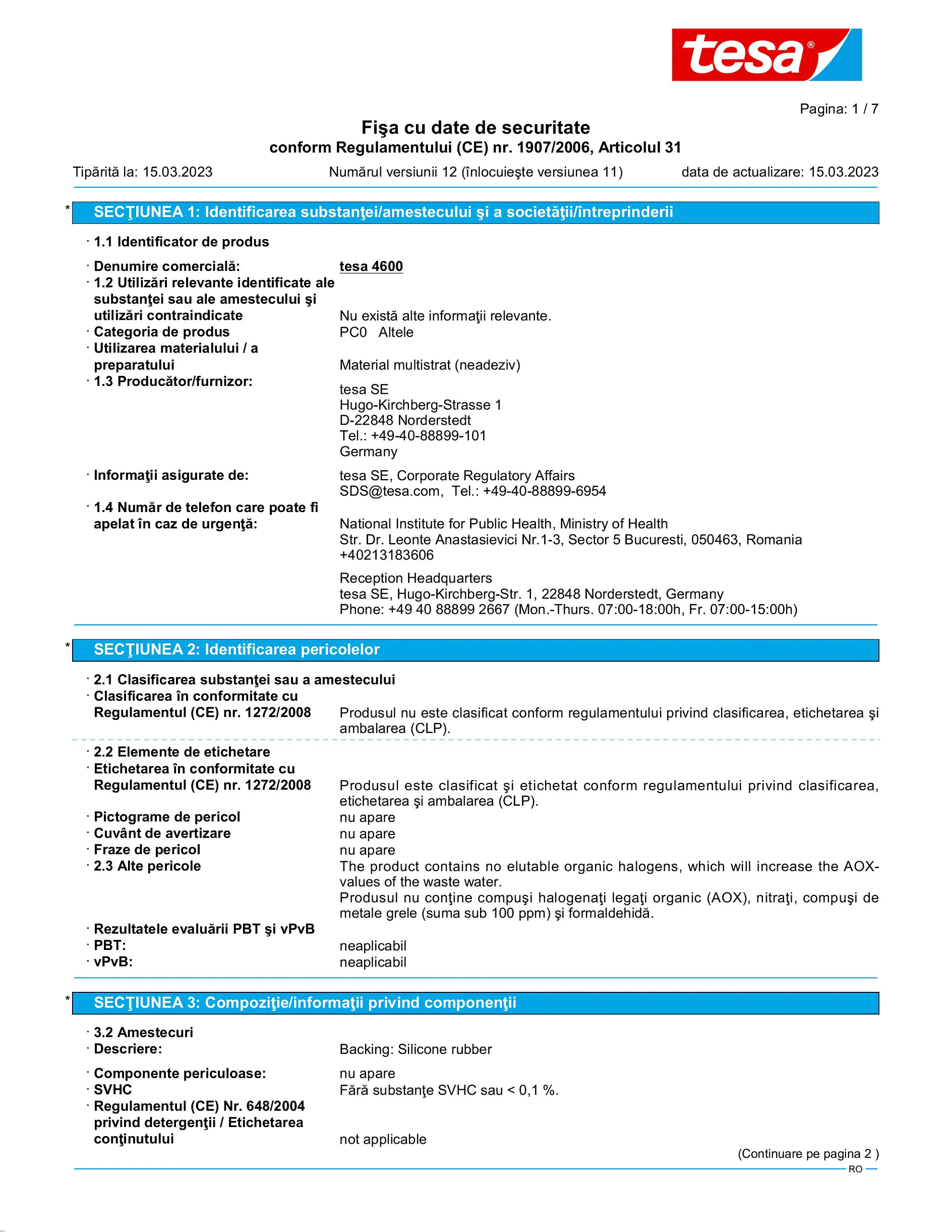 Safety data sheet_tesa® Professional 04600_ro-RO_v12