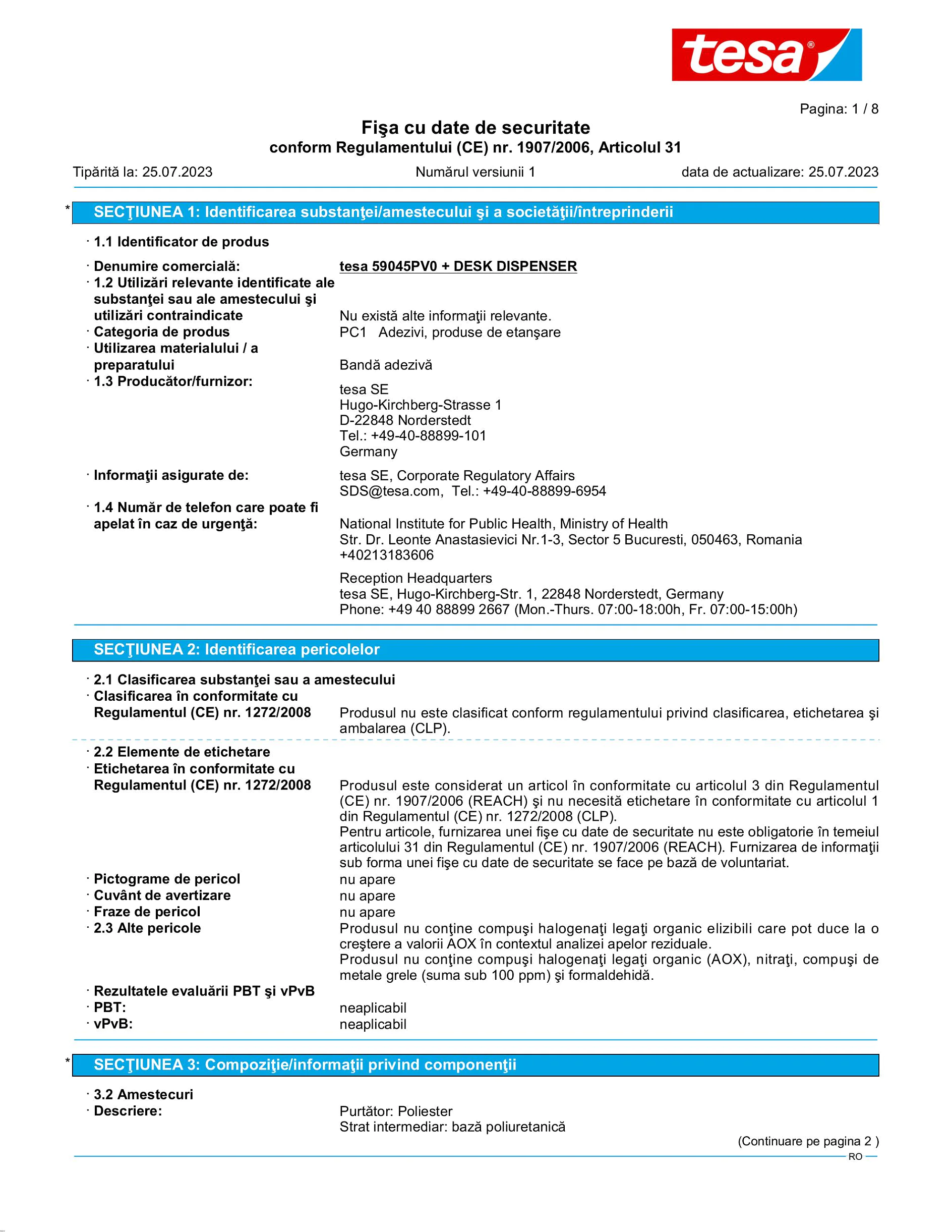 Safety data sheet_tesafilm® 59045_ro-RO_v1