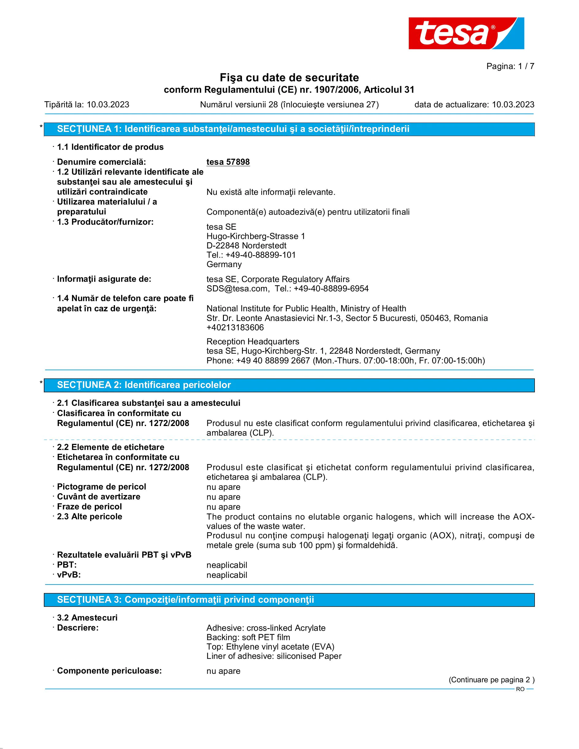 Safety data sheet_tesa® Protect 57706_ro-RO_v28