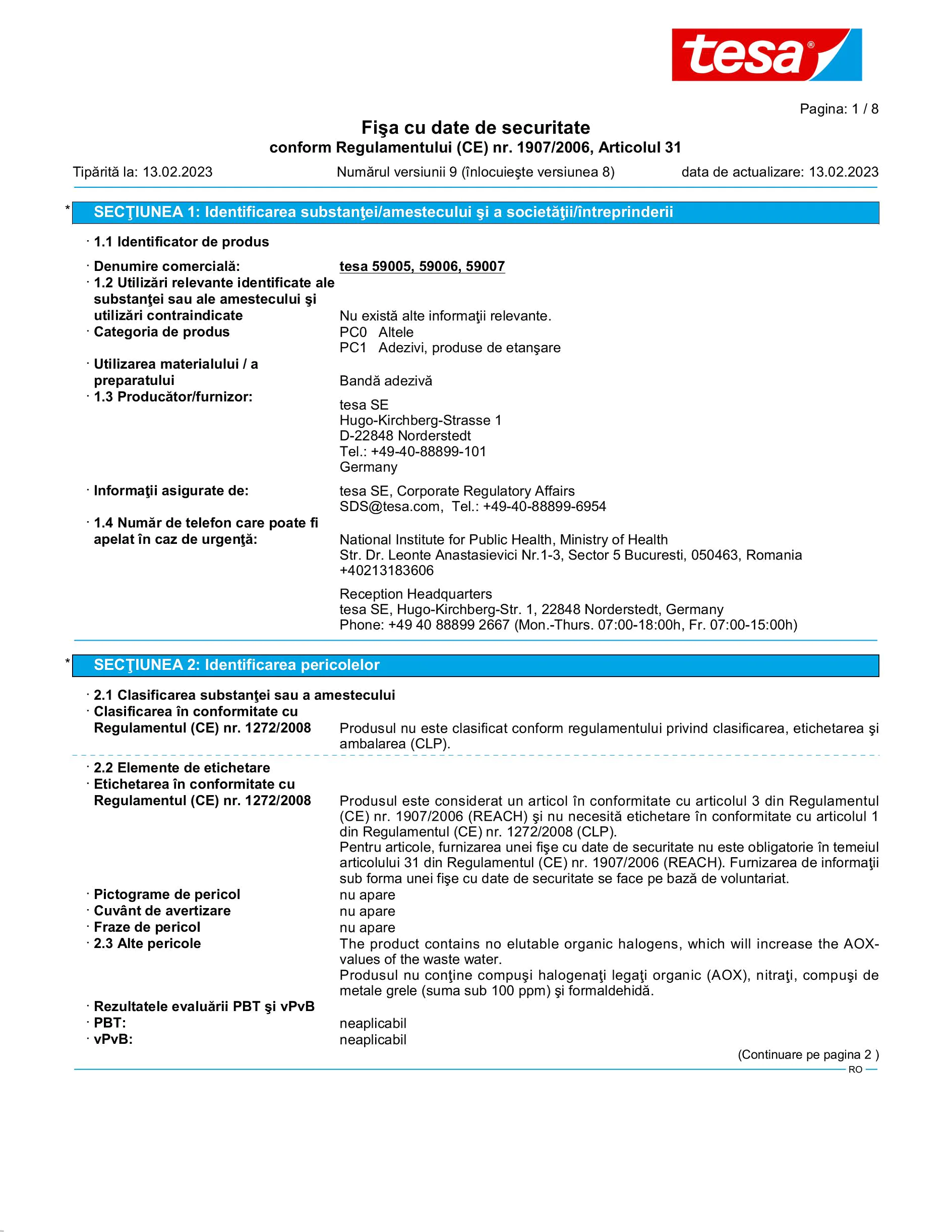 Safety data sheet_tesa® 59005_ro-RO_v9