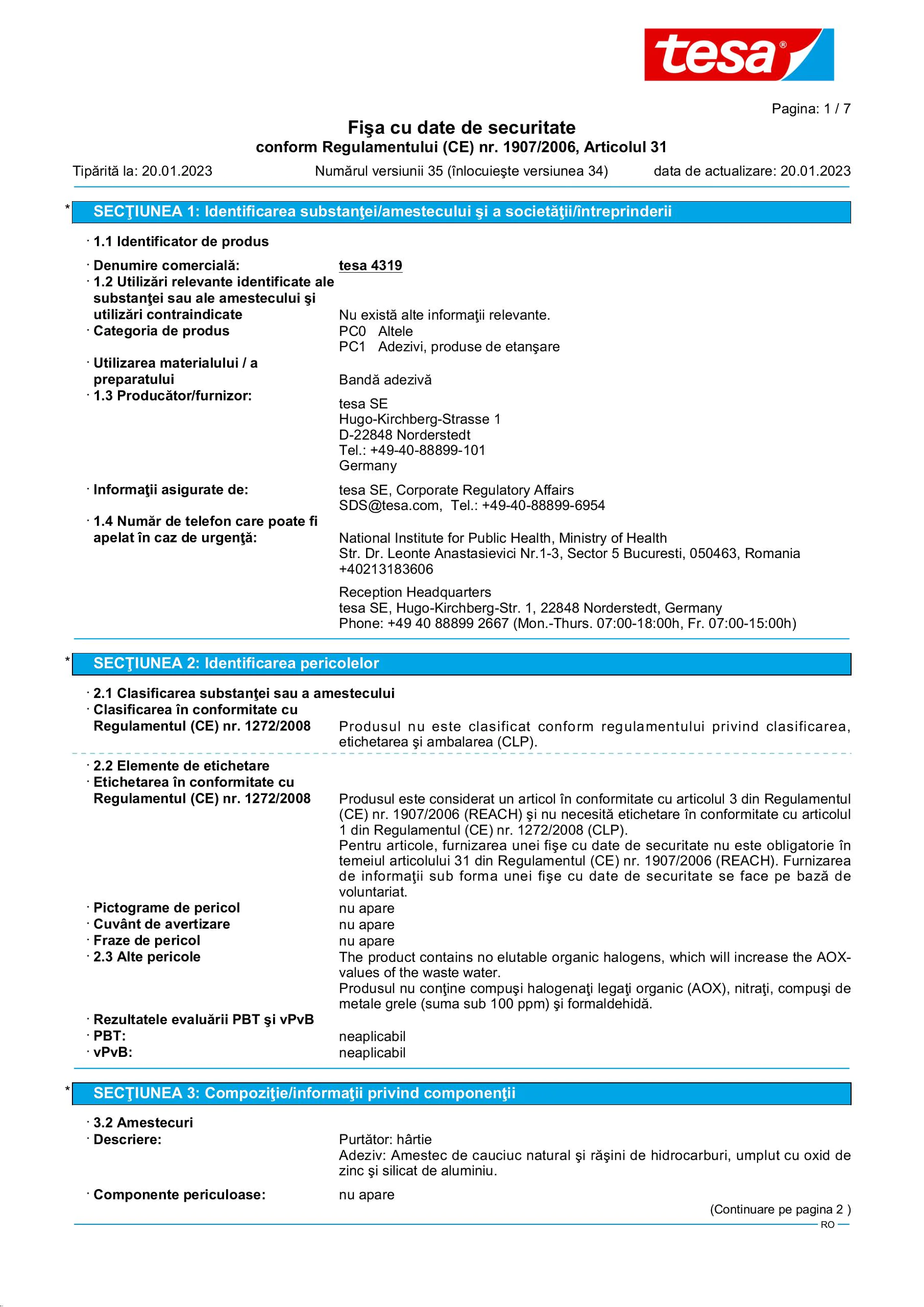 Safety data sheet_tesa® 04319_ro-RO_v35