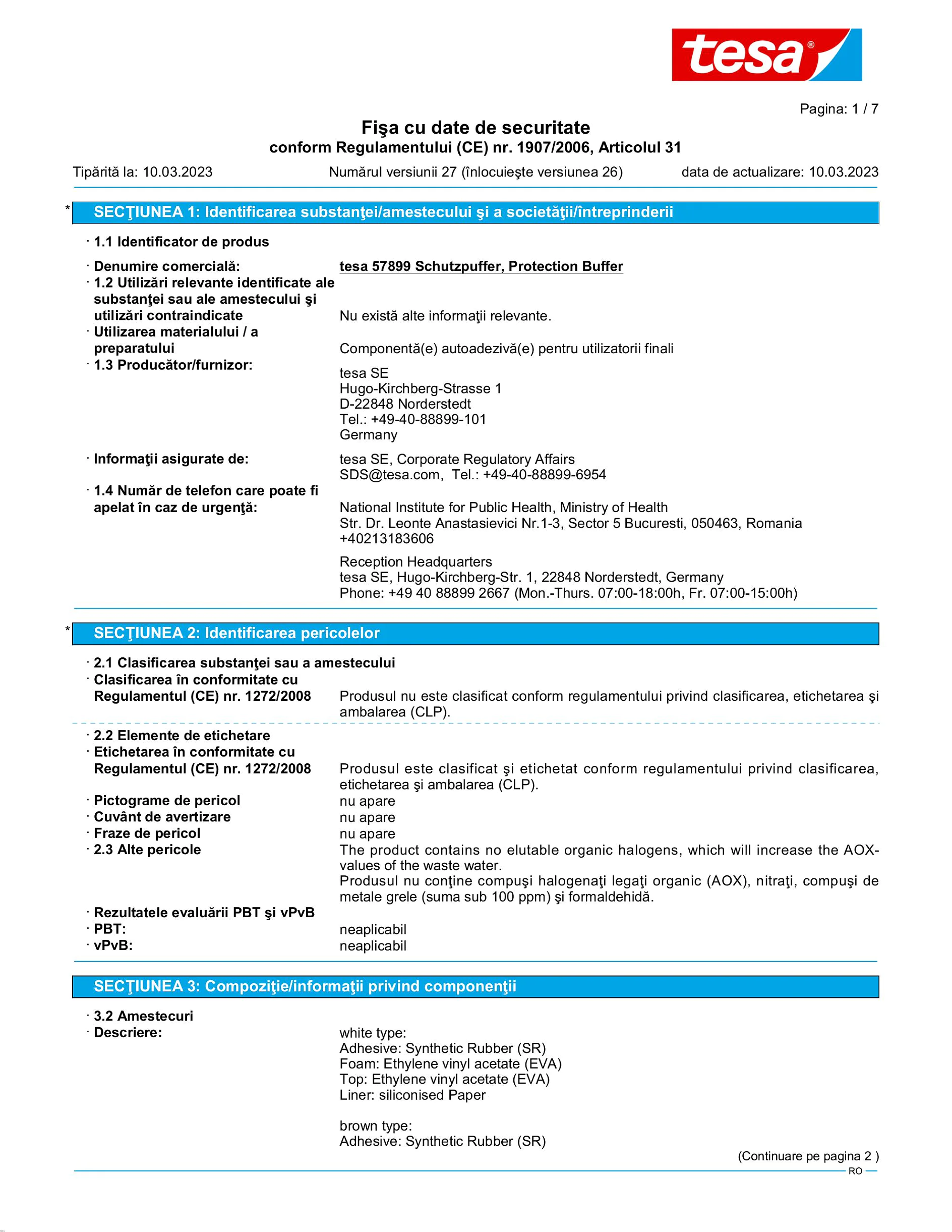 Safety data sheet_tesa® Protect 57705_ro-RO_v27