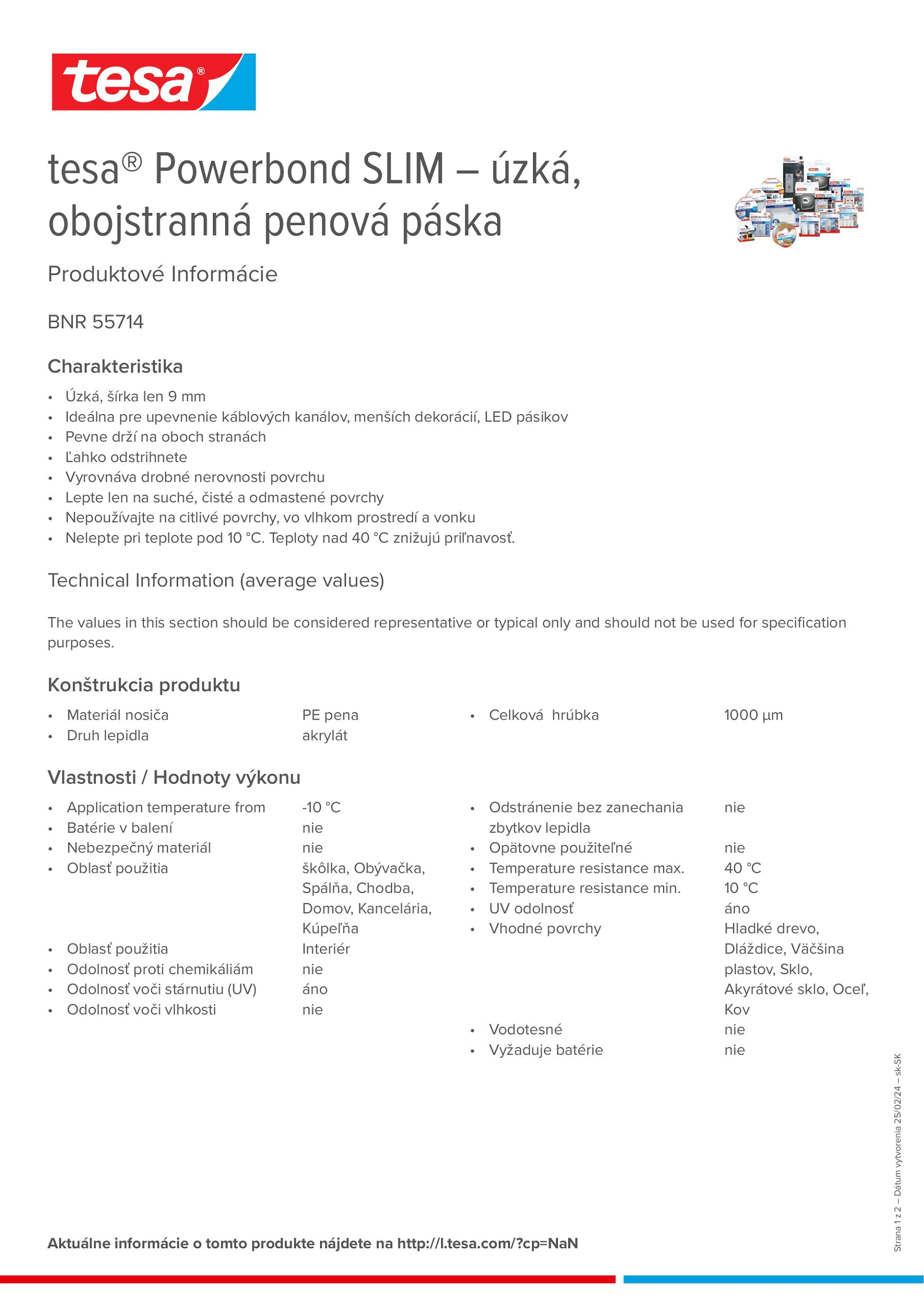 Product information_tesa® Powerbond 55714_sk-SK