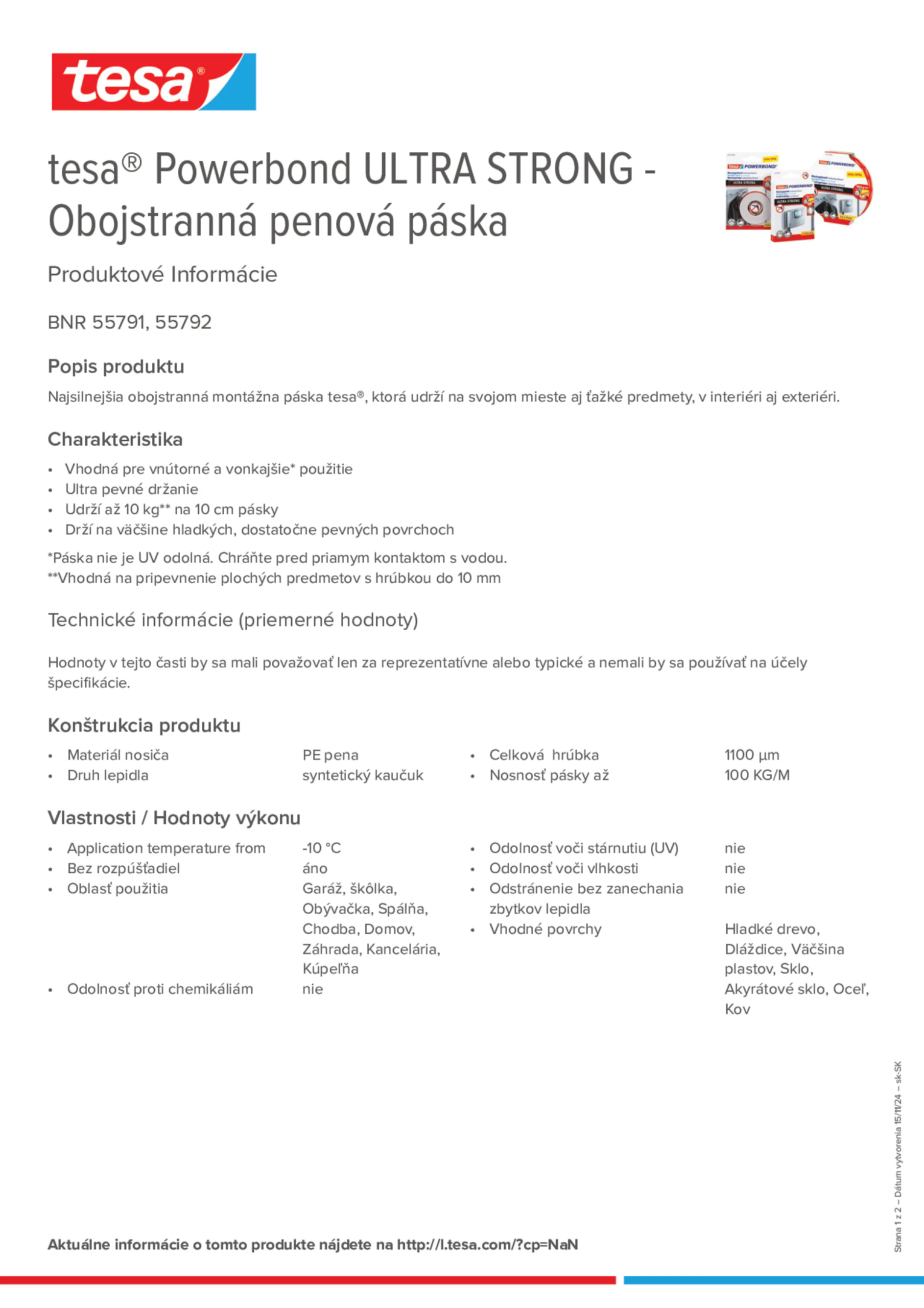 Product information_tesa® Powerbond 55791_sk-SK