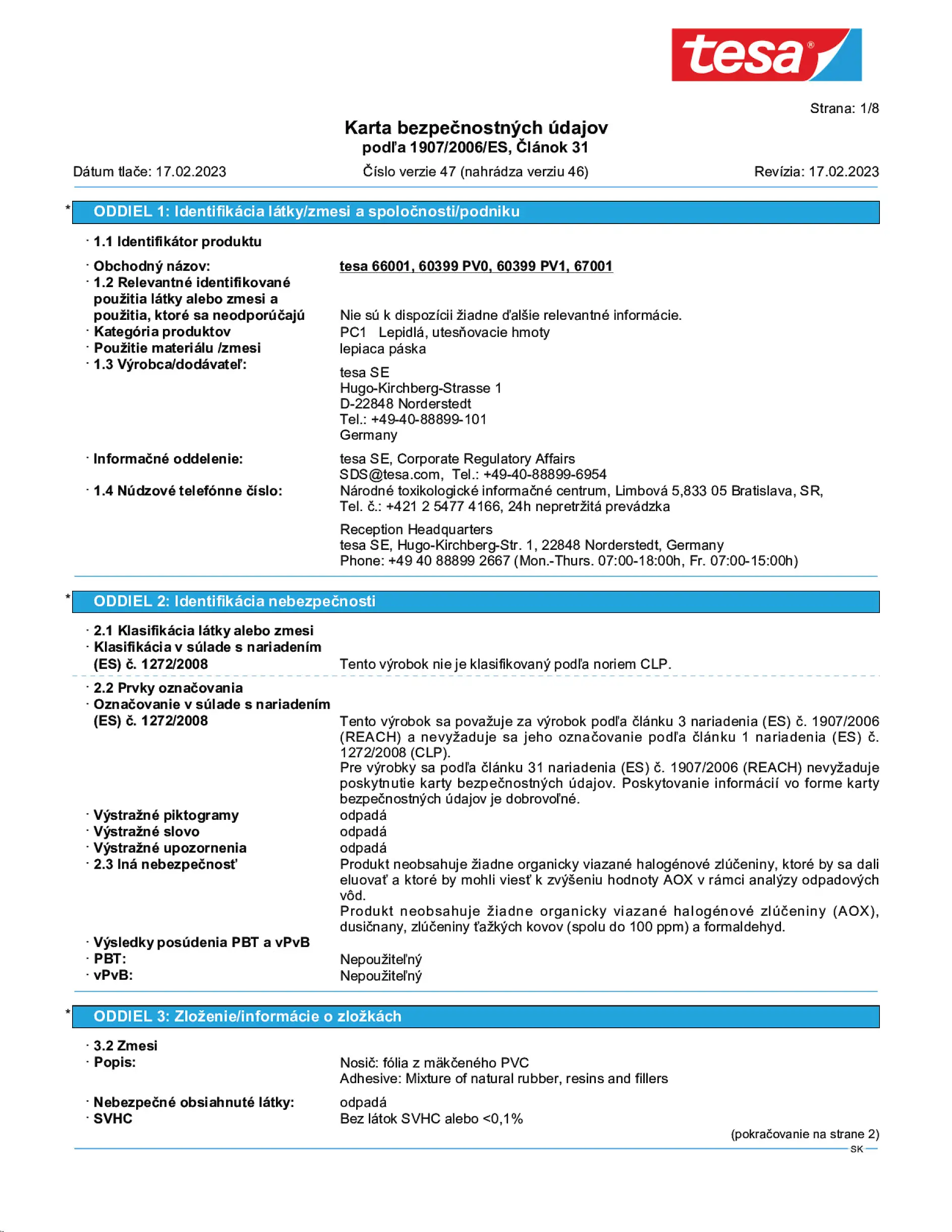 Safety data sheet_tesa® Professional 60399_sk-SK_v47