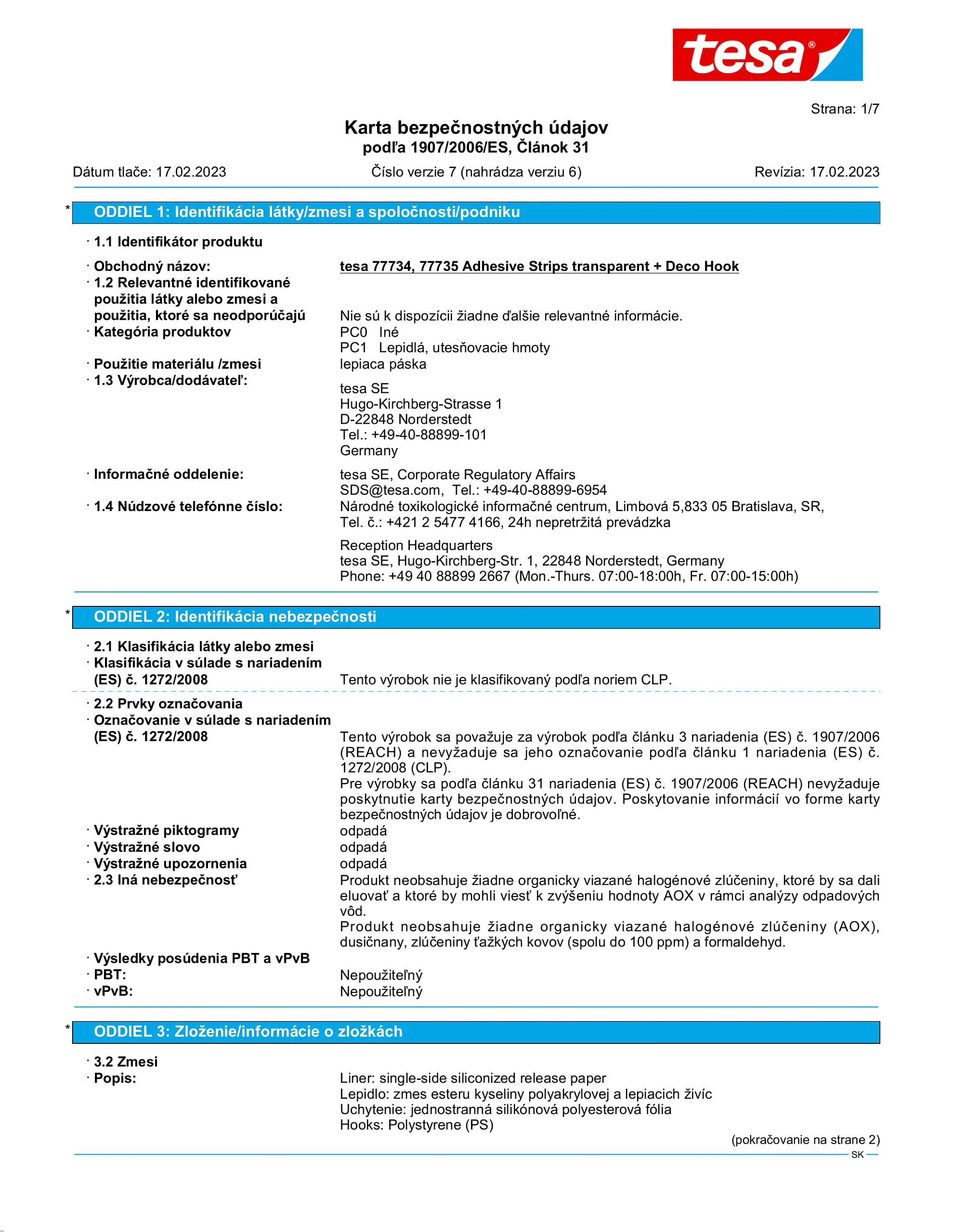 Safety data sheet_tesa® 77734_sk-SK_v7