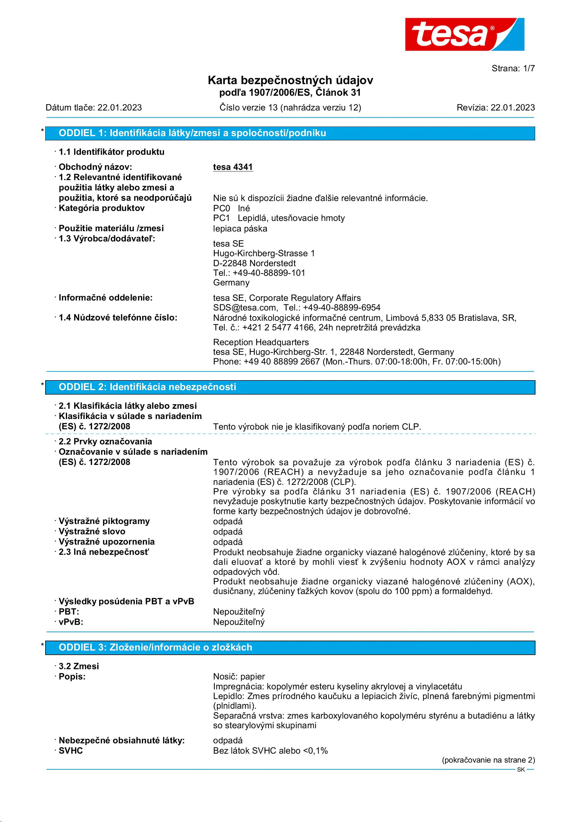 Safety data sheet_tesa® 4341_sk-SK_v13