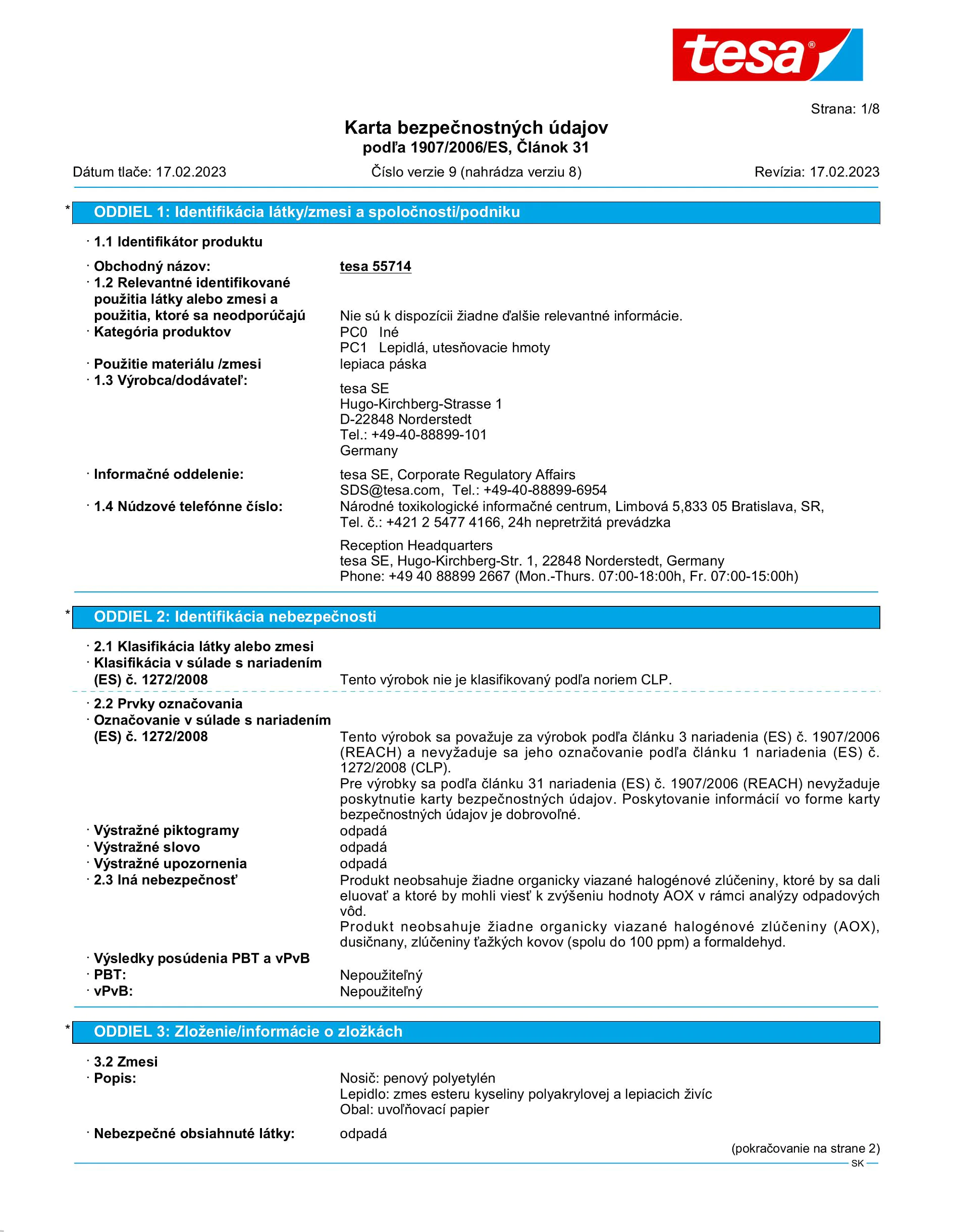 Safety data sheet_tesa® Powerbond 55714_sk-SK_v9