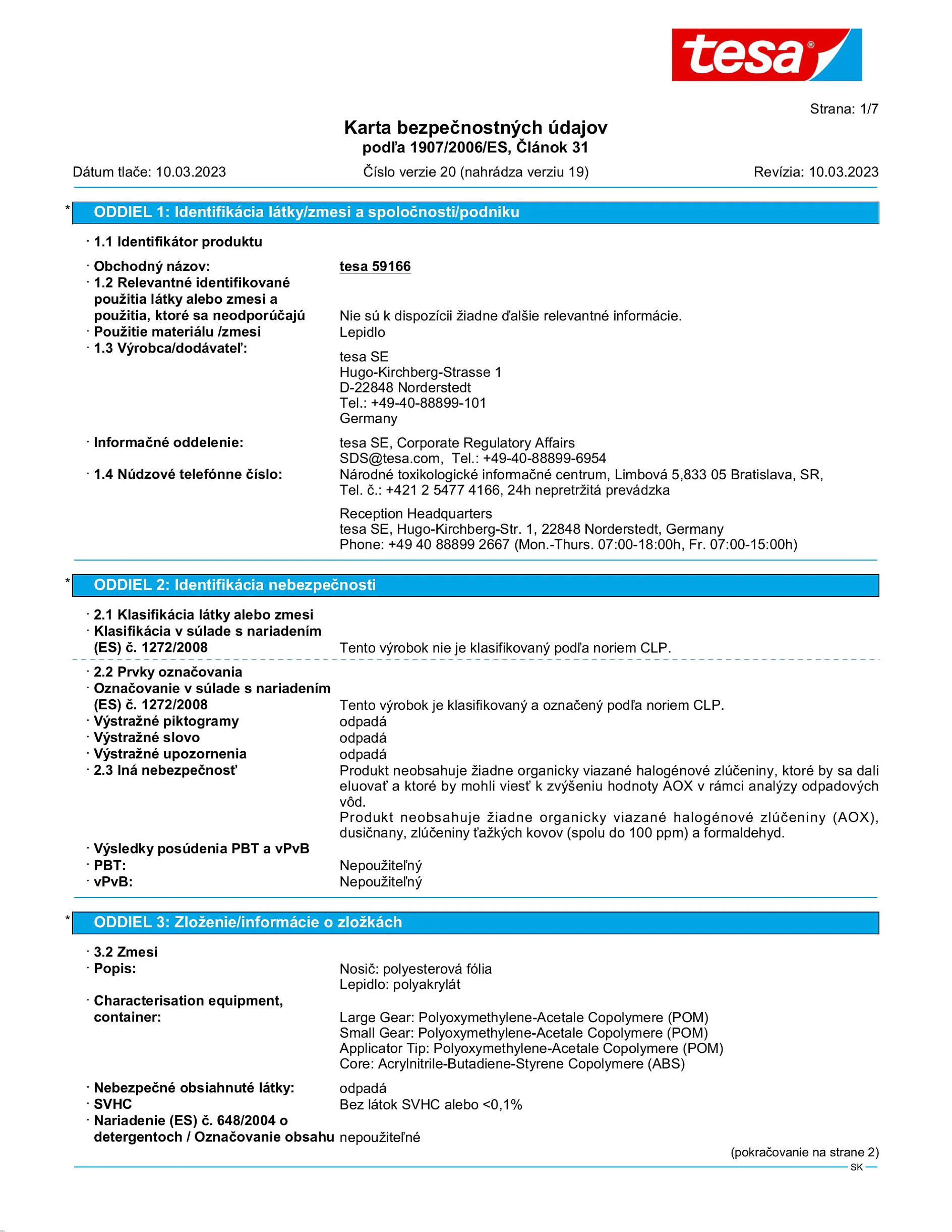 Safety data sheet_tesa® 59166_sk-SK_v20