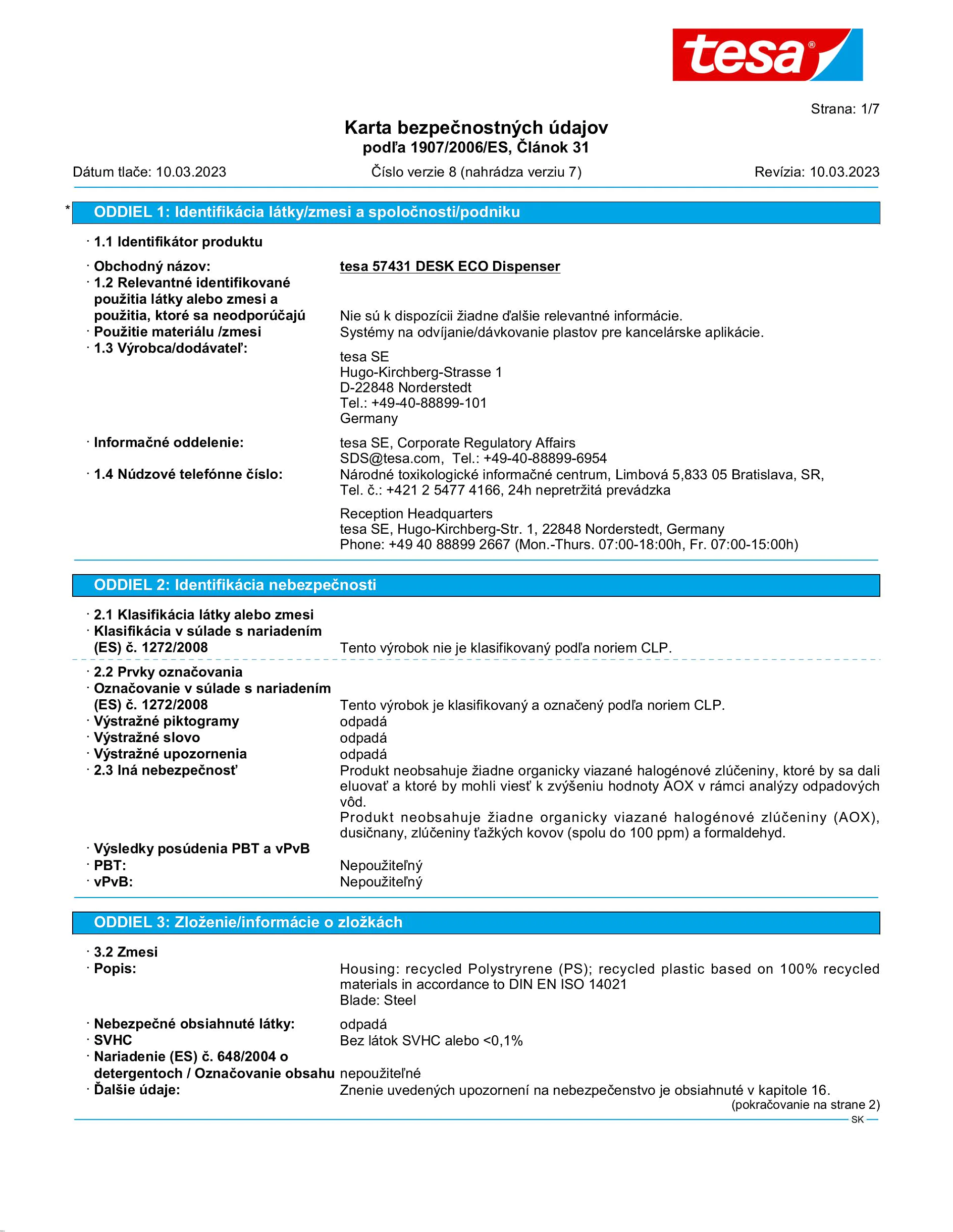 Safety data sheet_tesa® Easy Cut 57431_sk-SK_v8