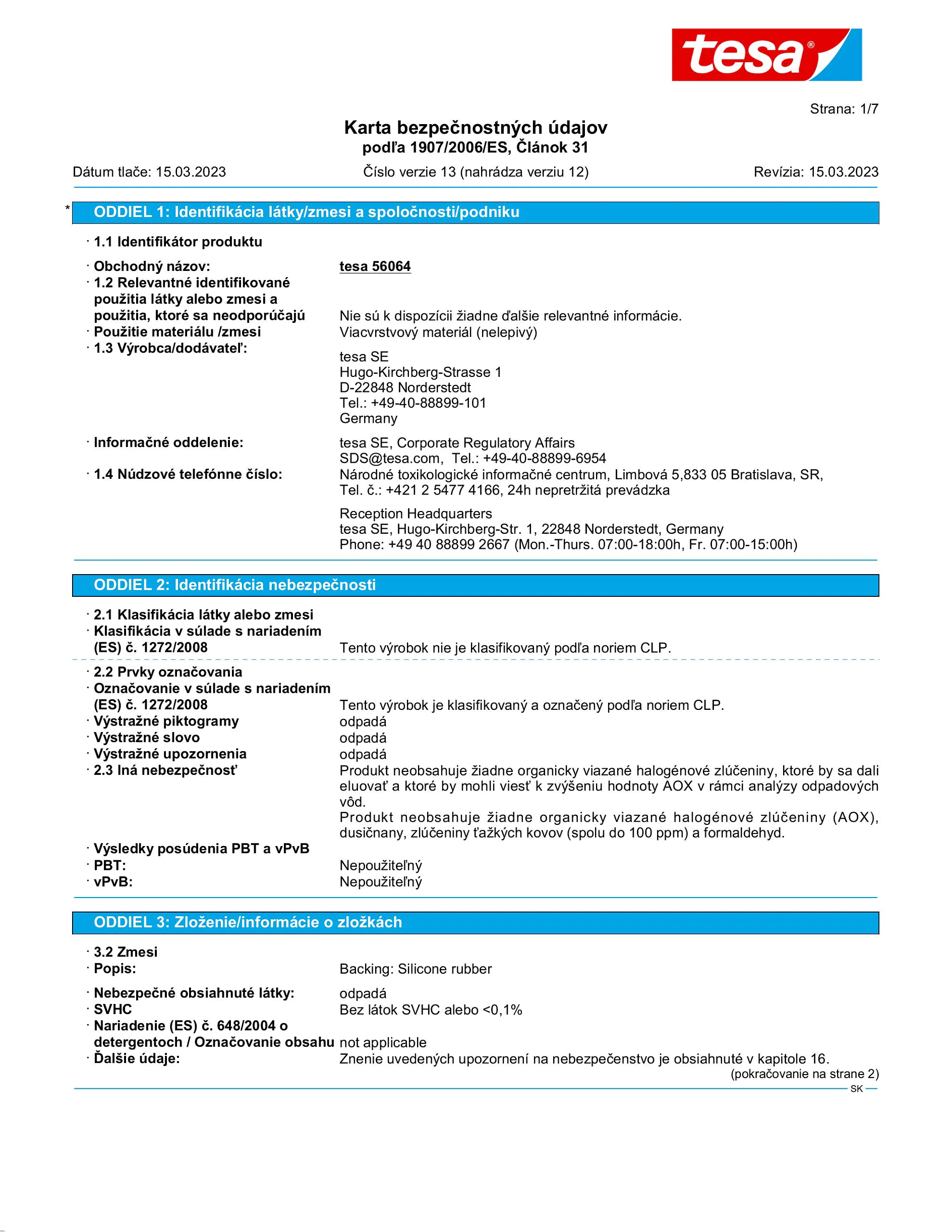 Safety data sheet_tesa® extra Power 56064_sk-SK_v13