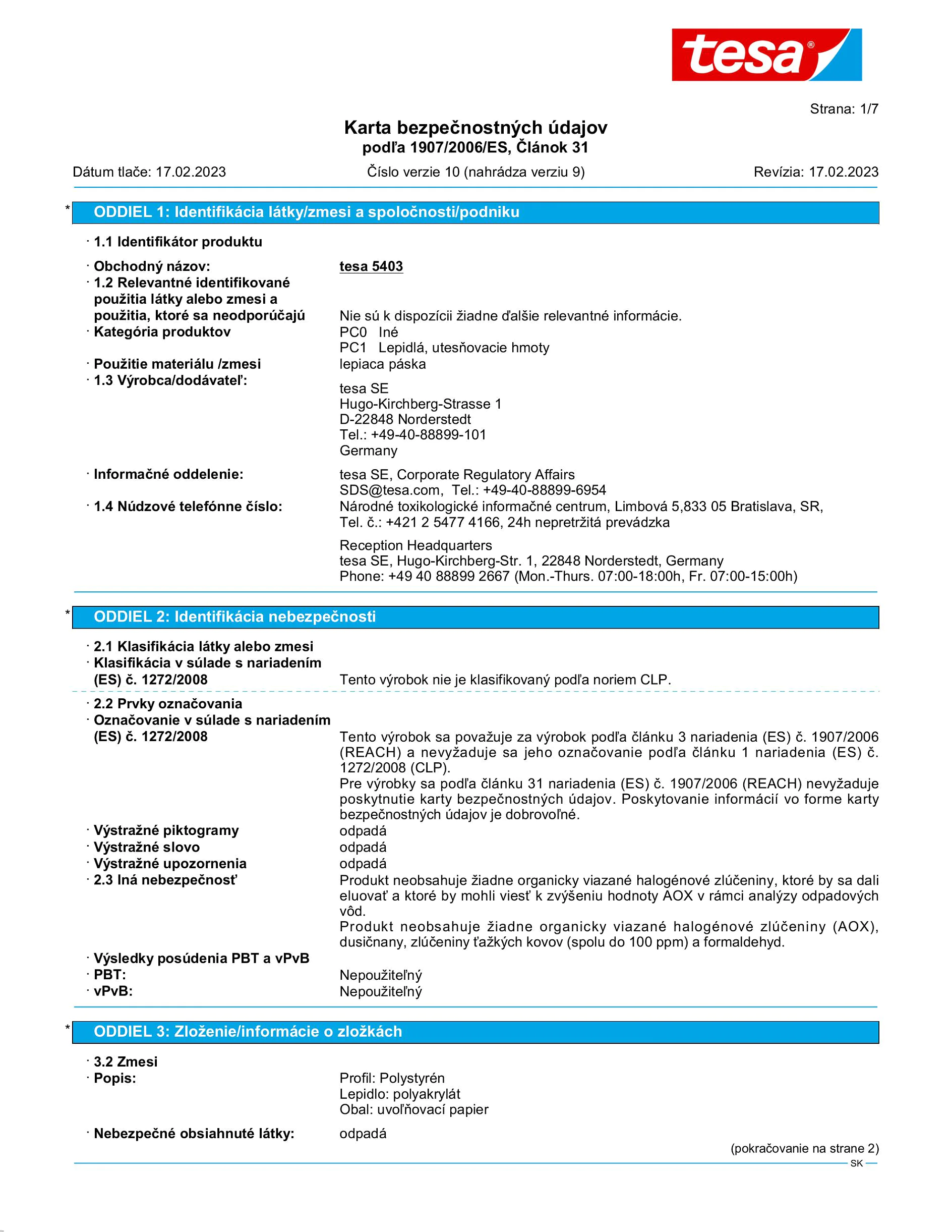 Safety data sheet_tesamoll® 05403_sk-SK_v10