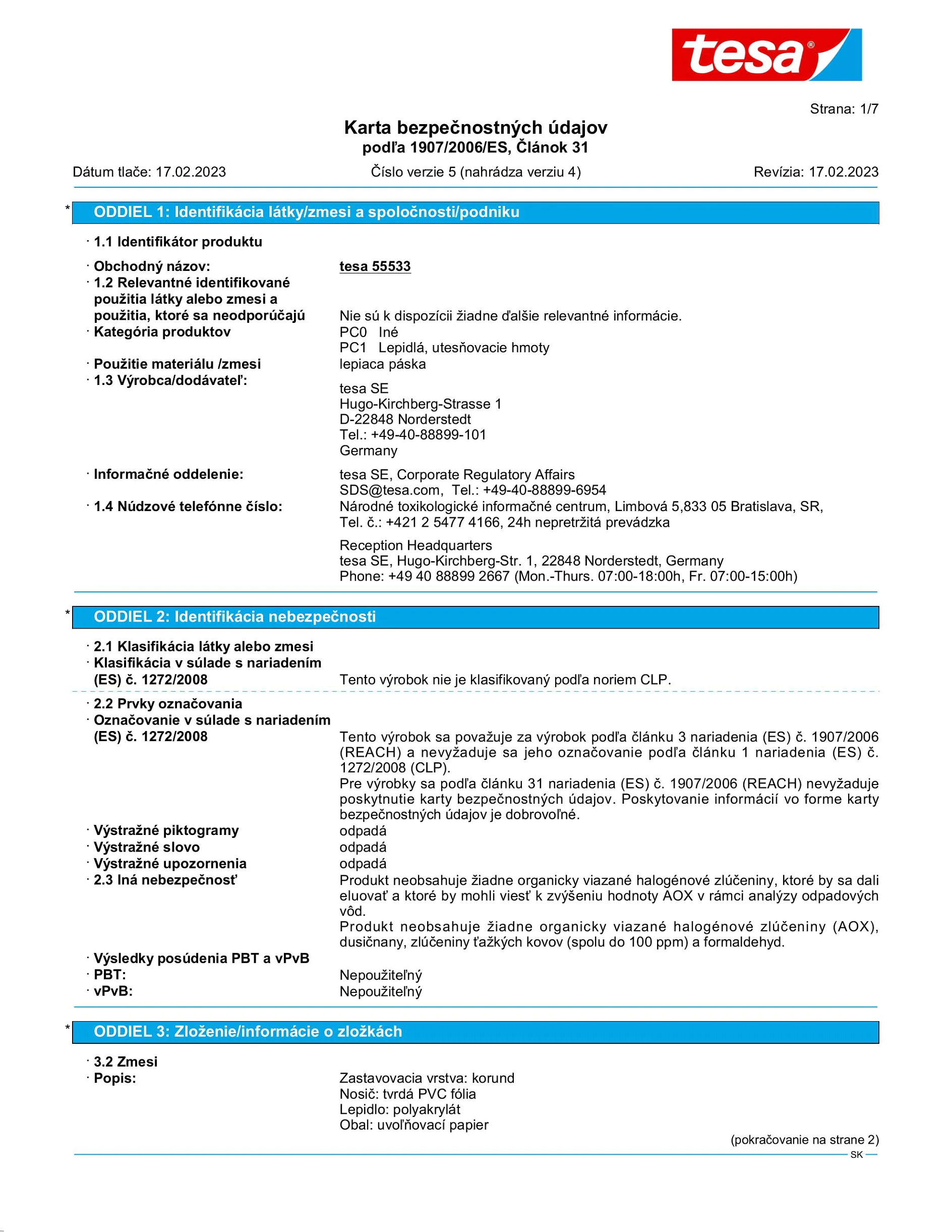 Safety data sheet_tesa® 55533_sk-SK_v5