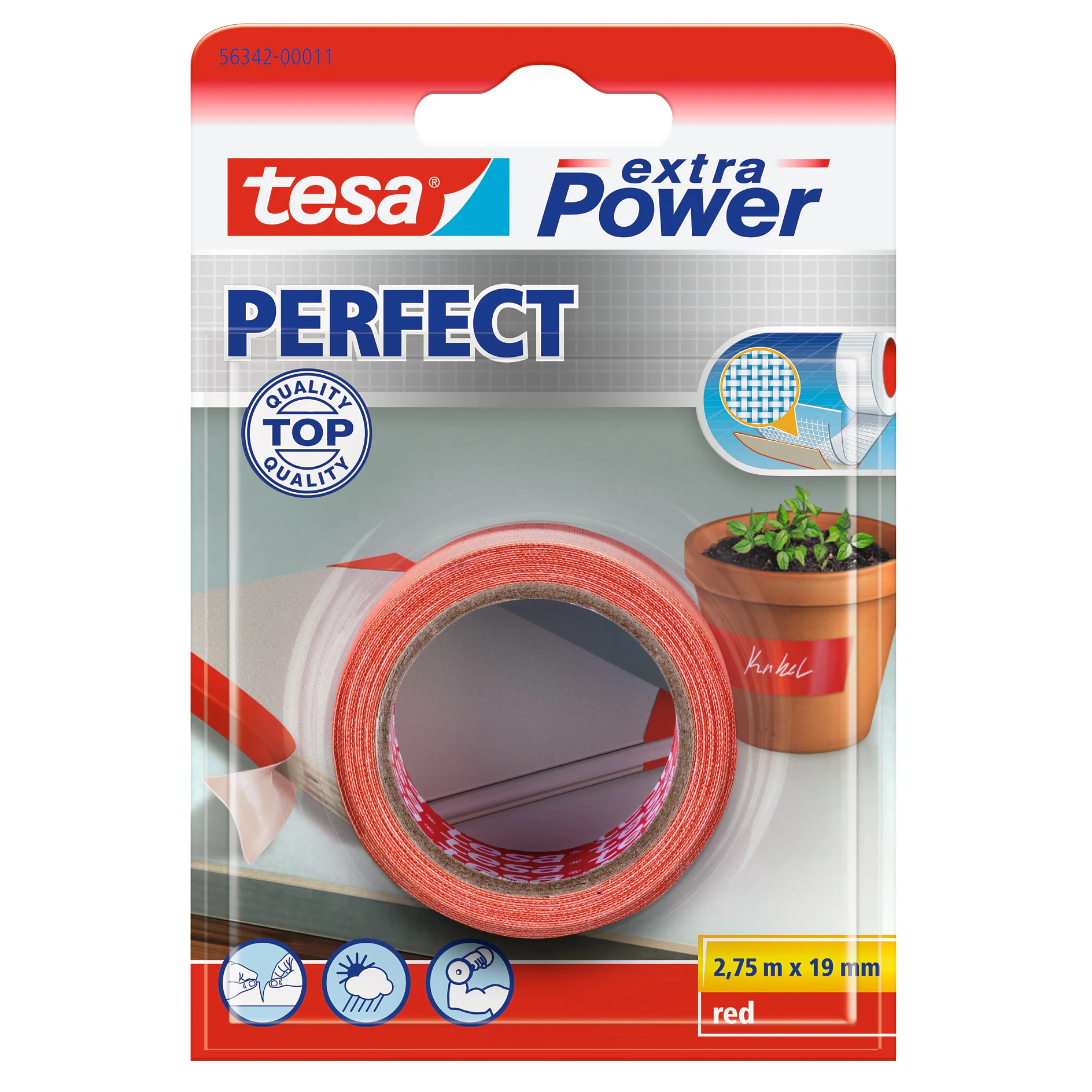 [en-en] tesa extra Power Perfect, red, 2,75m x 19mm, blister