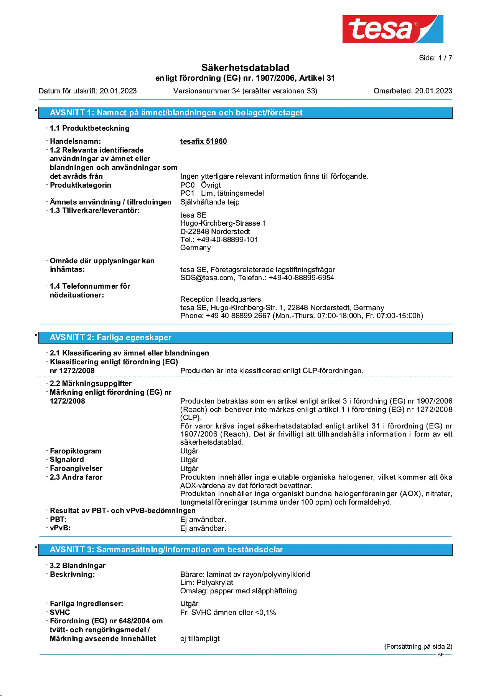 Safety data sheet_tesa® 51960_sv-SE_v34