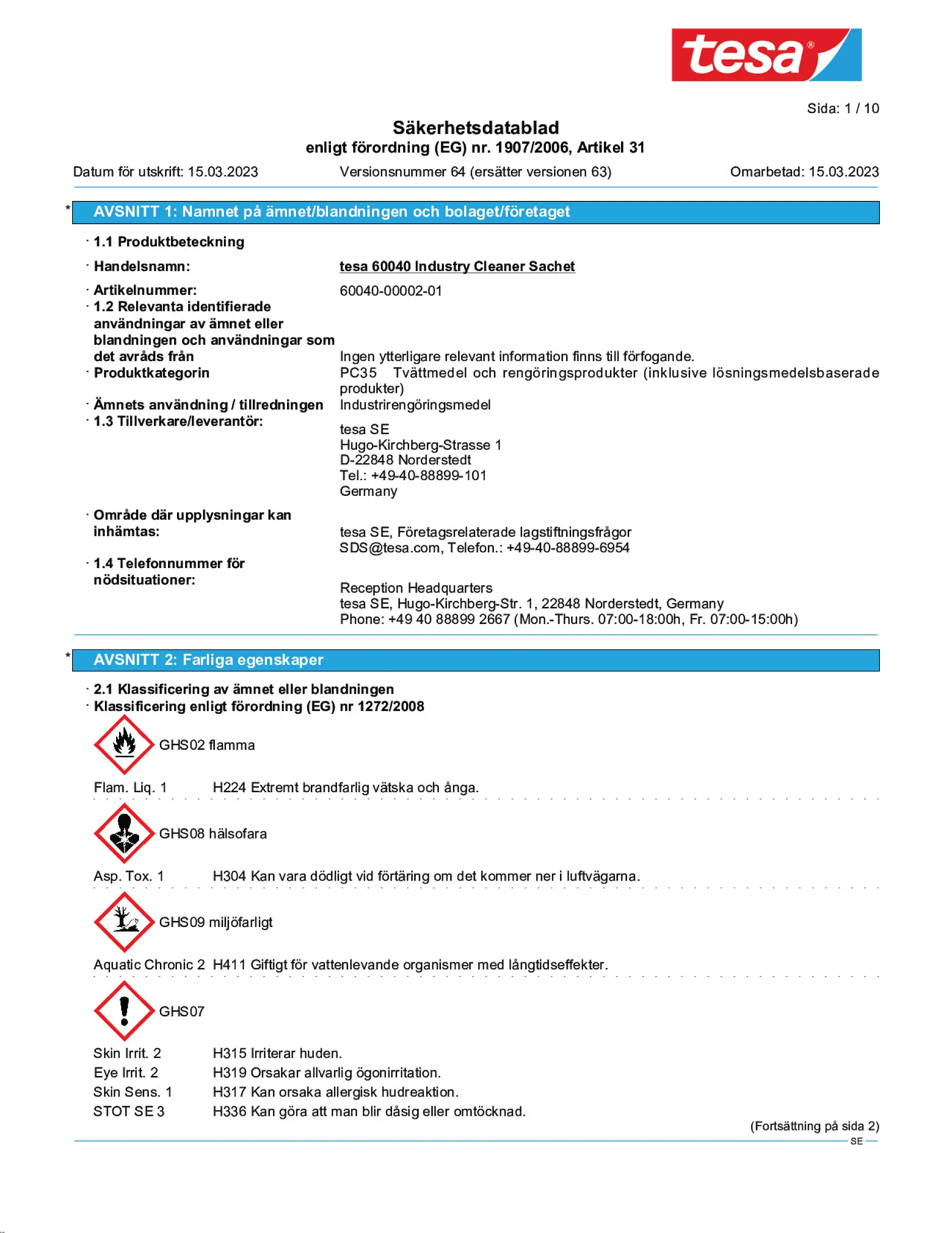 Safety data sheet_tesa® 60040_sv-SE_v64