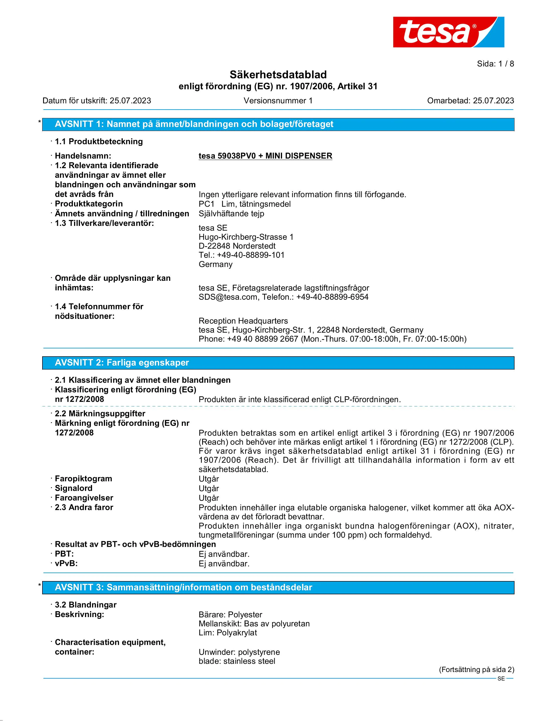 Safety data sheet_tesafilm® 59038_sv-SE_v1