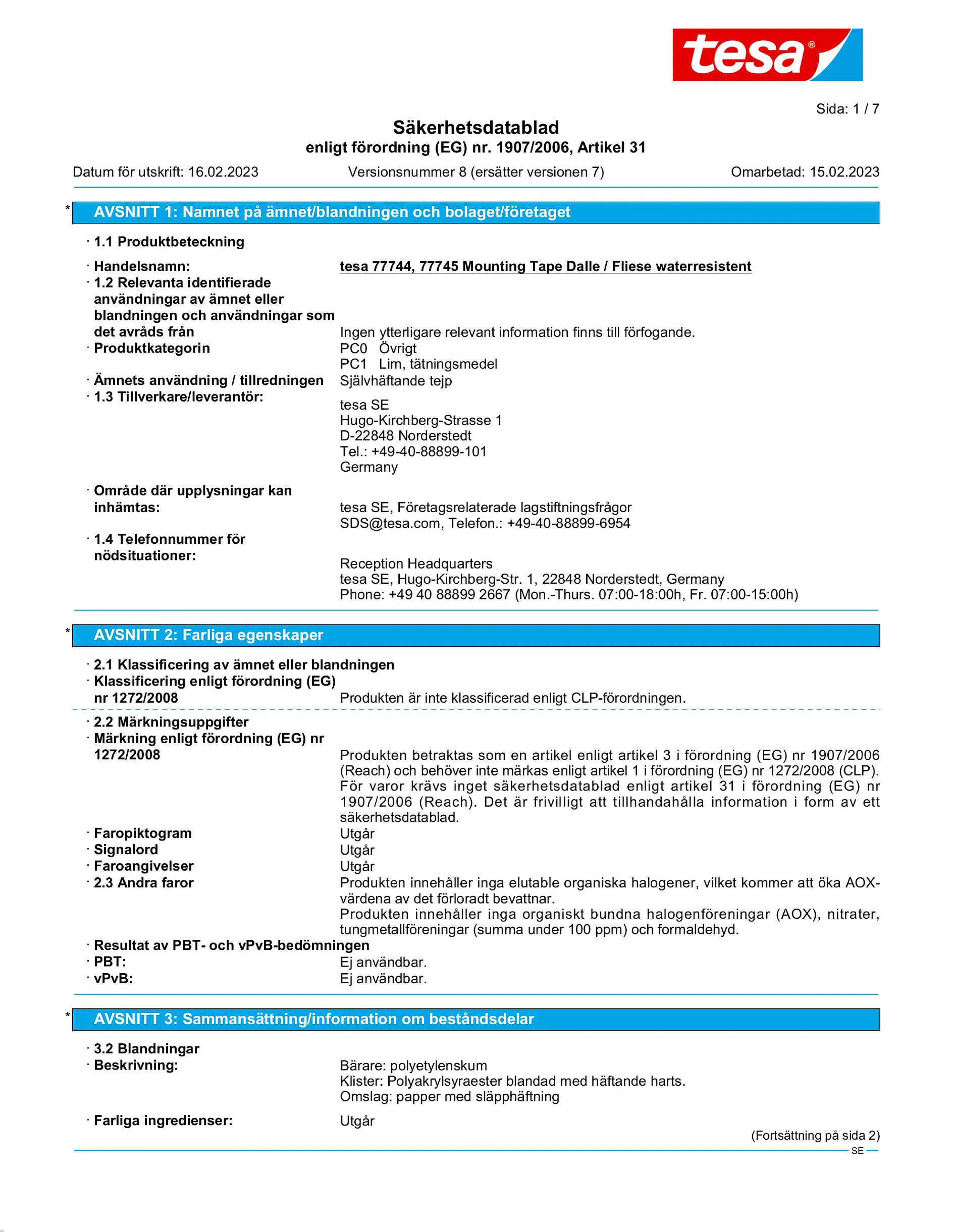 Safety data sheet_tesa® 77744_sv-SE_v8