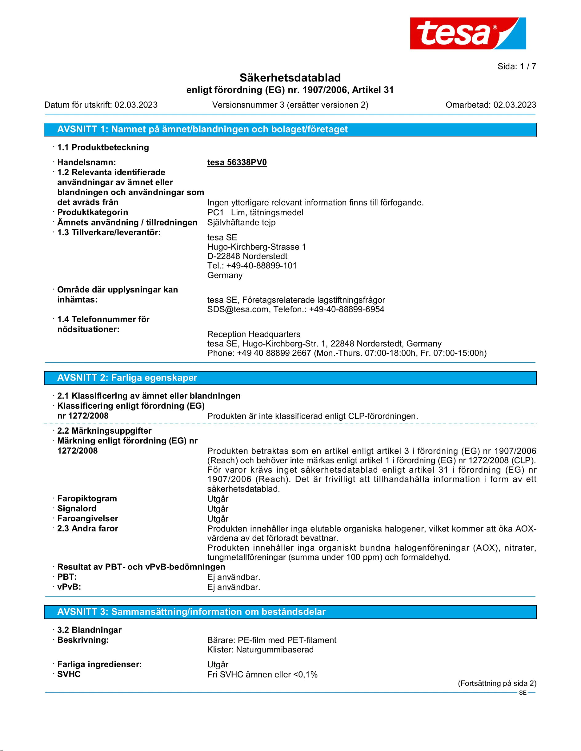 Safety data sheet_tesa® extra Power 56348_sv-SE_v3