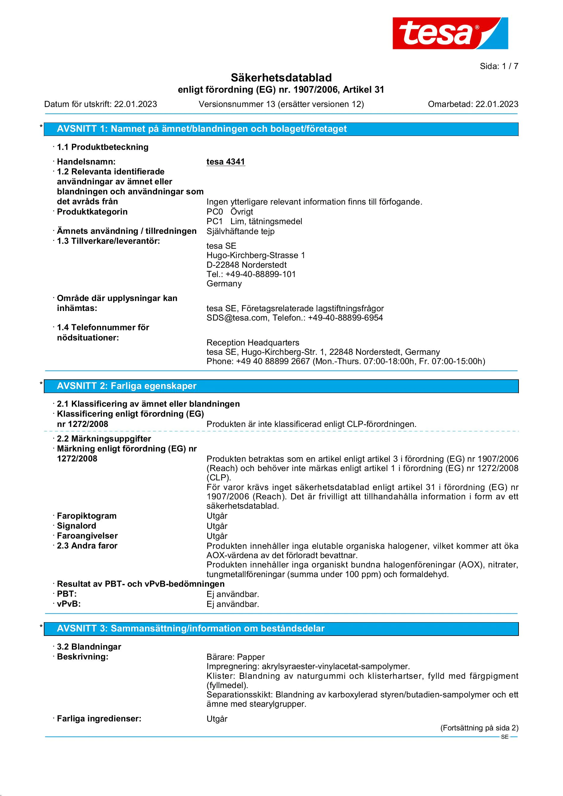 Safety data sheet_tesa® 4341_sv-SE_v13