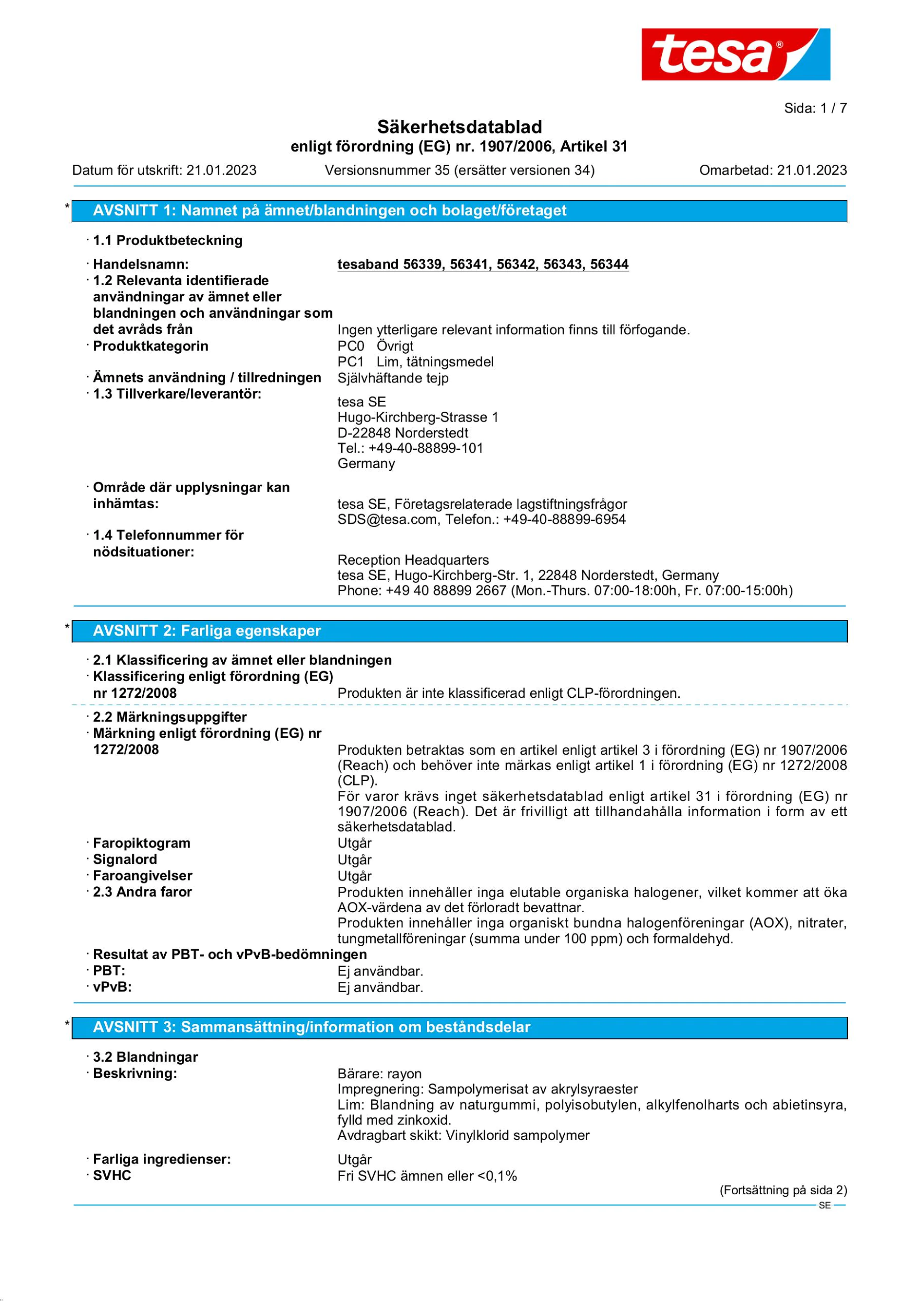 Safety data sheet_tesa® extra Power 56339_sv-SE_v35