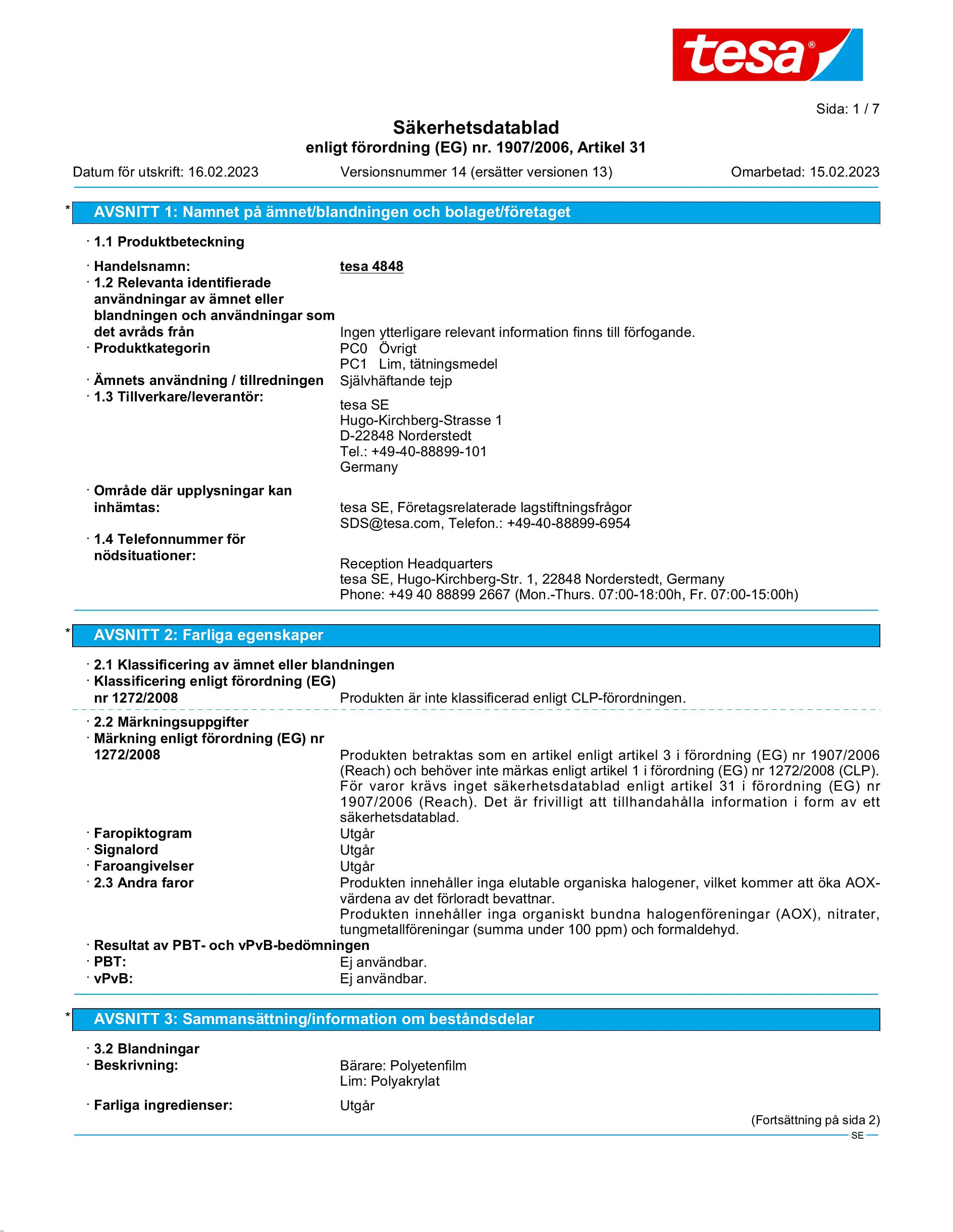 Safety data sheet_tesa® 4848_sv-SE_v14