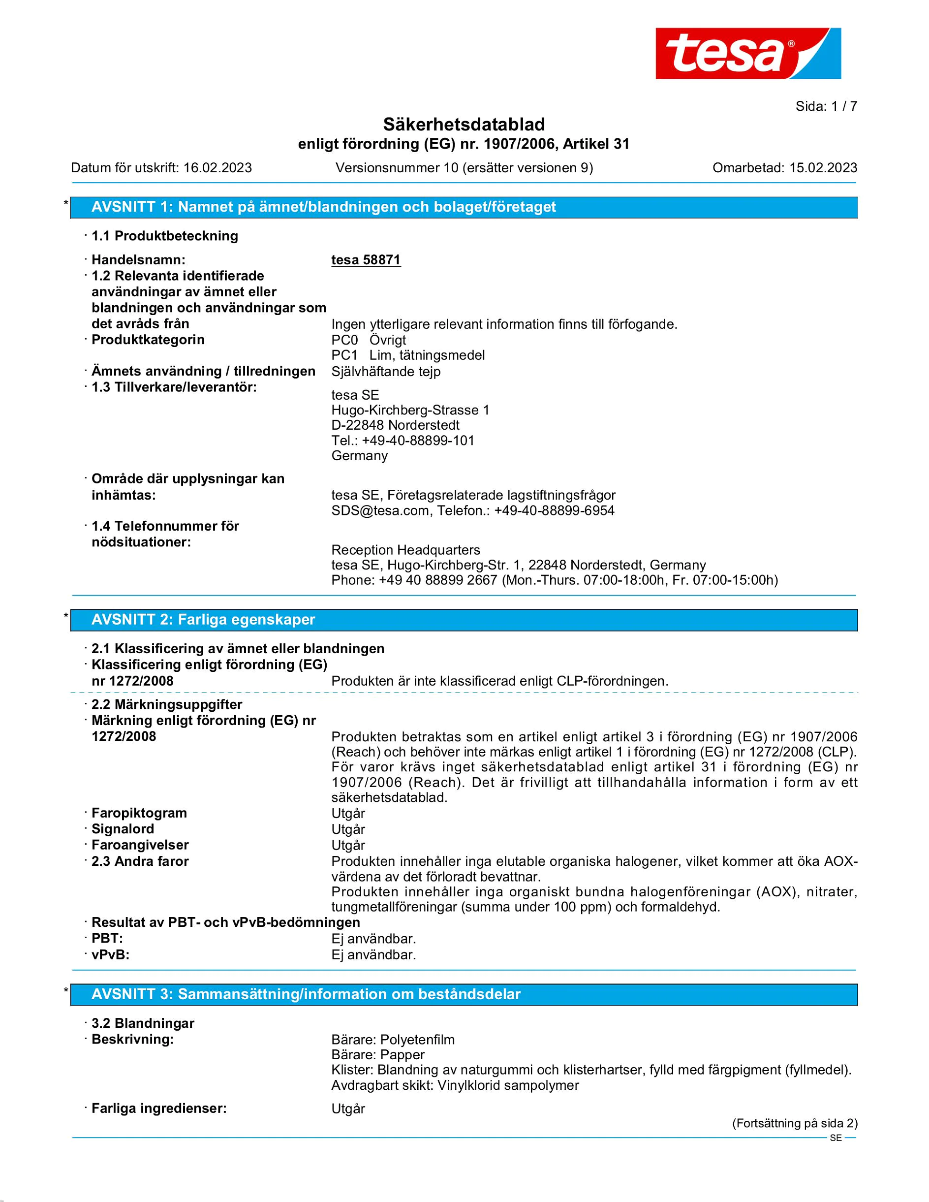 Safety data sheet_tesa® Easy Cover 58882_sv-SE_v10