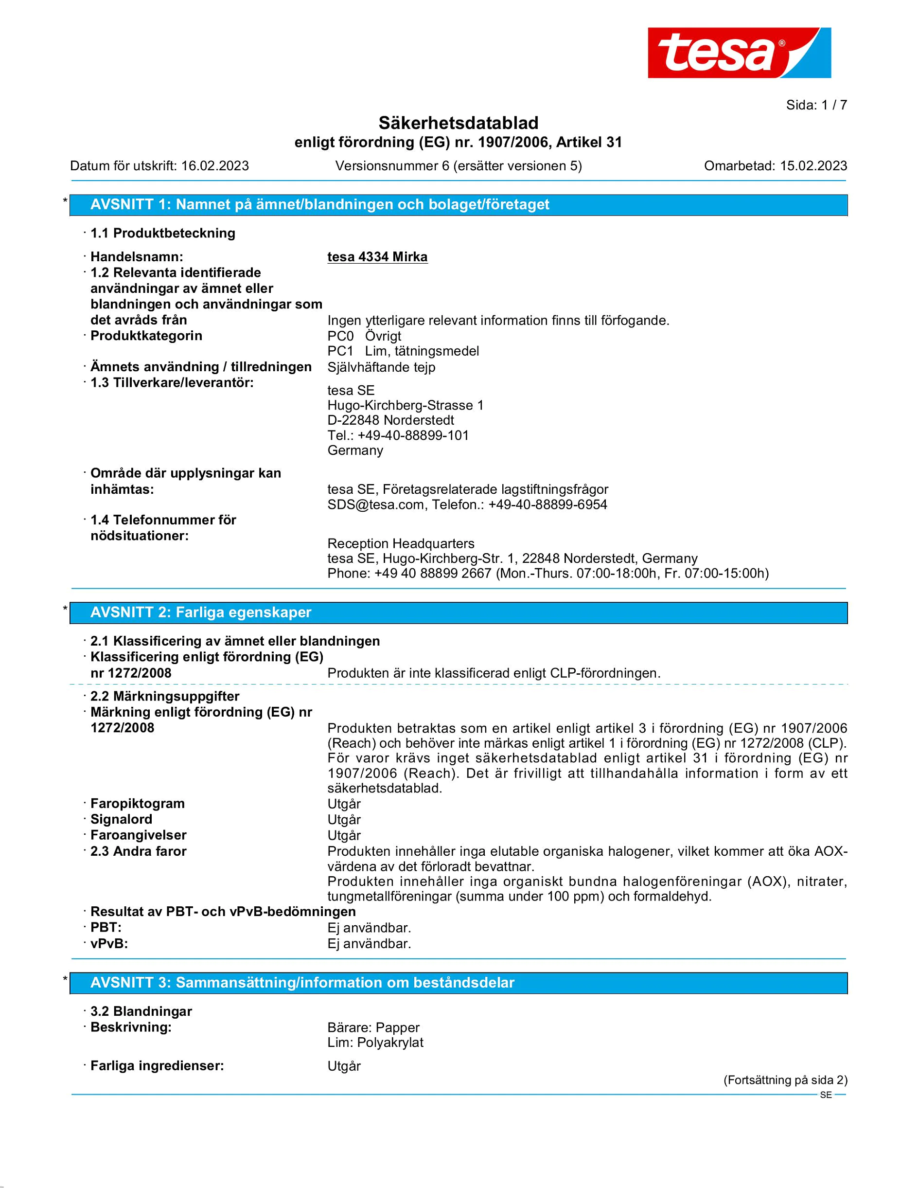 Safety data sheet_tesa® 04334_sv-SE_v6