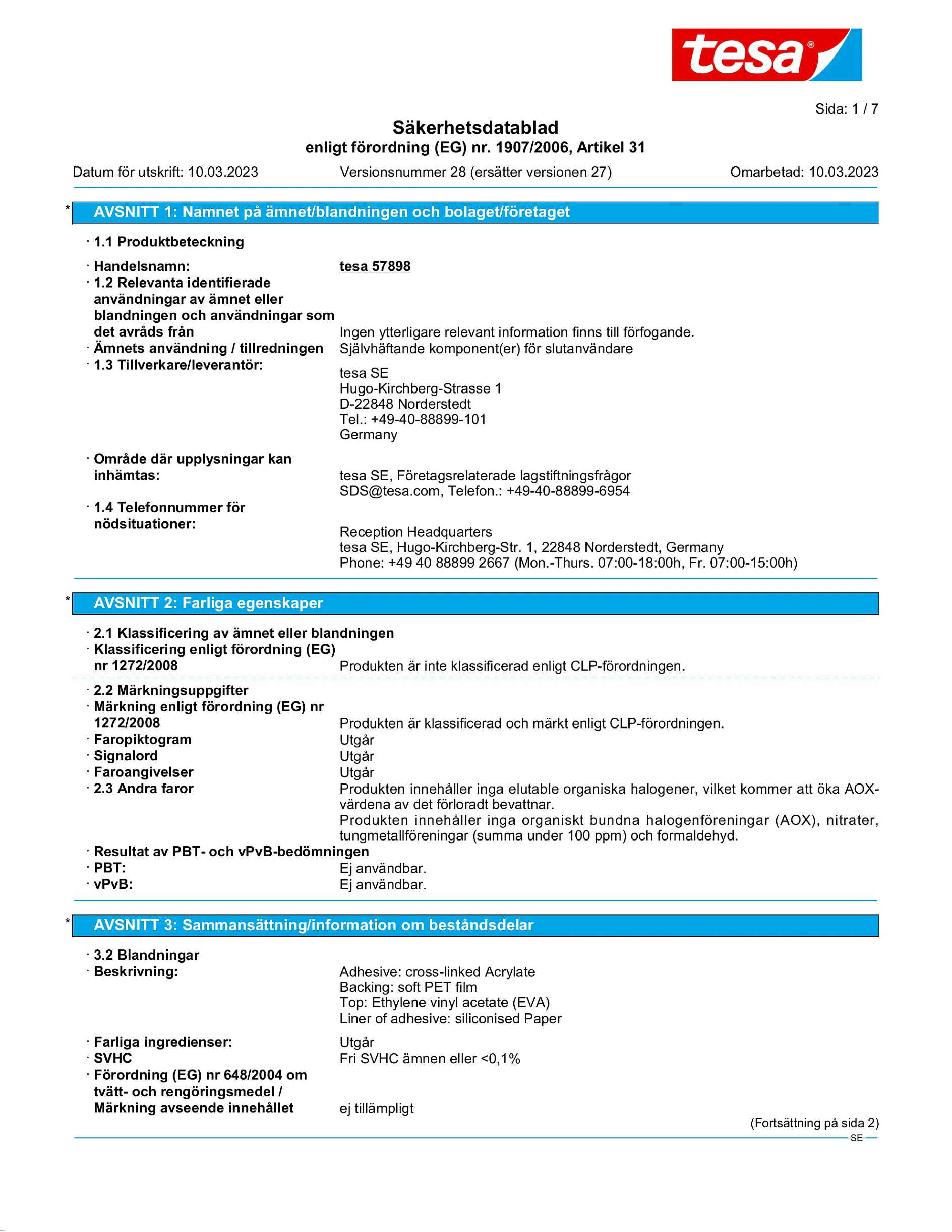 Safety data sheet_tesa® Protect 57706_sv-SE_v28