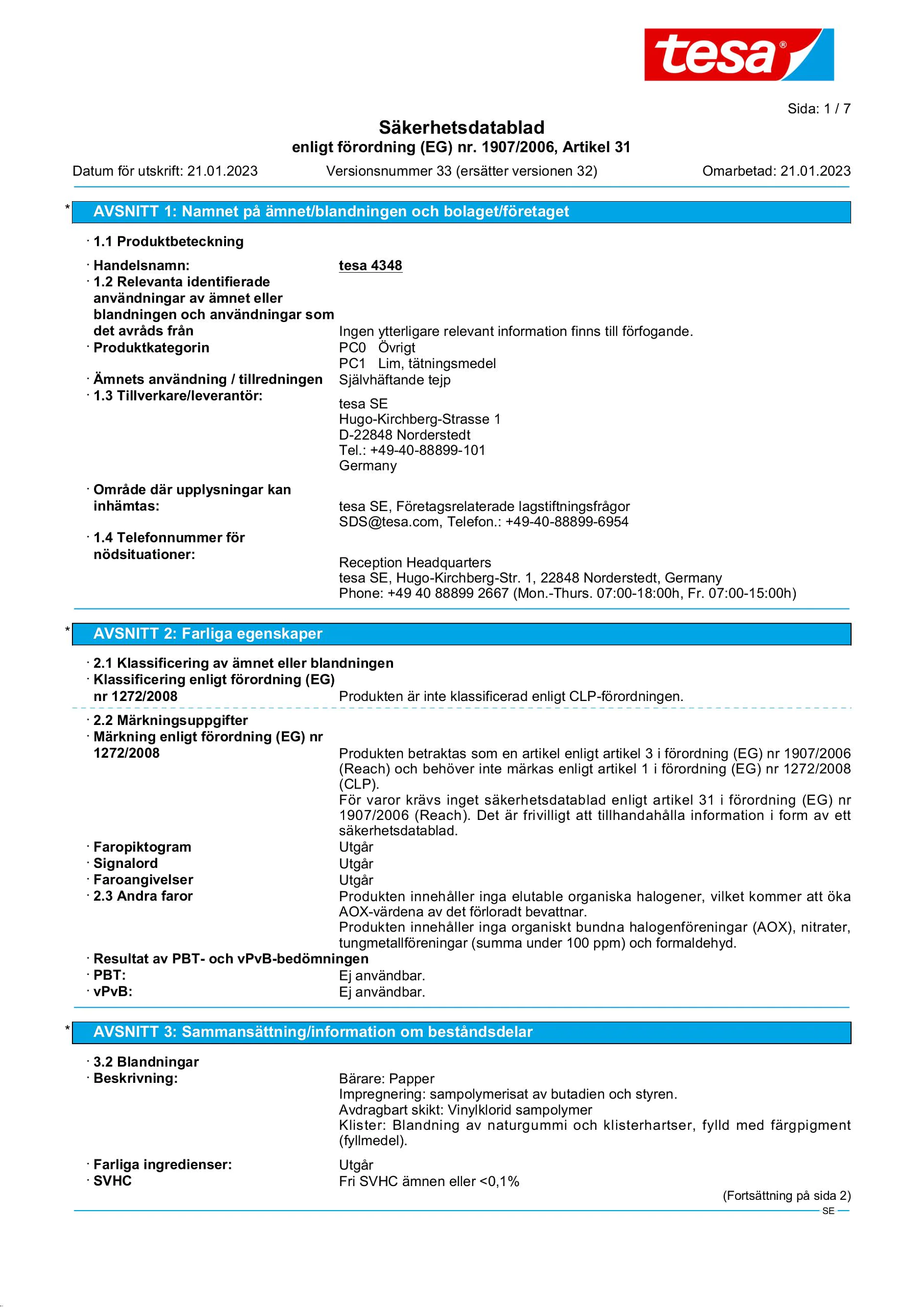 Safety data sheet_tesa® Professional 04348_sv-SE_v33