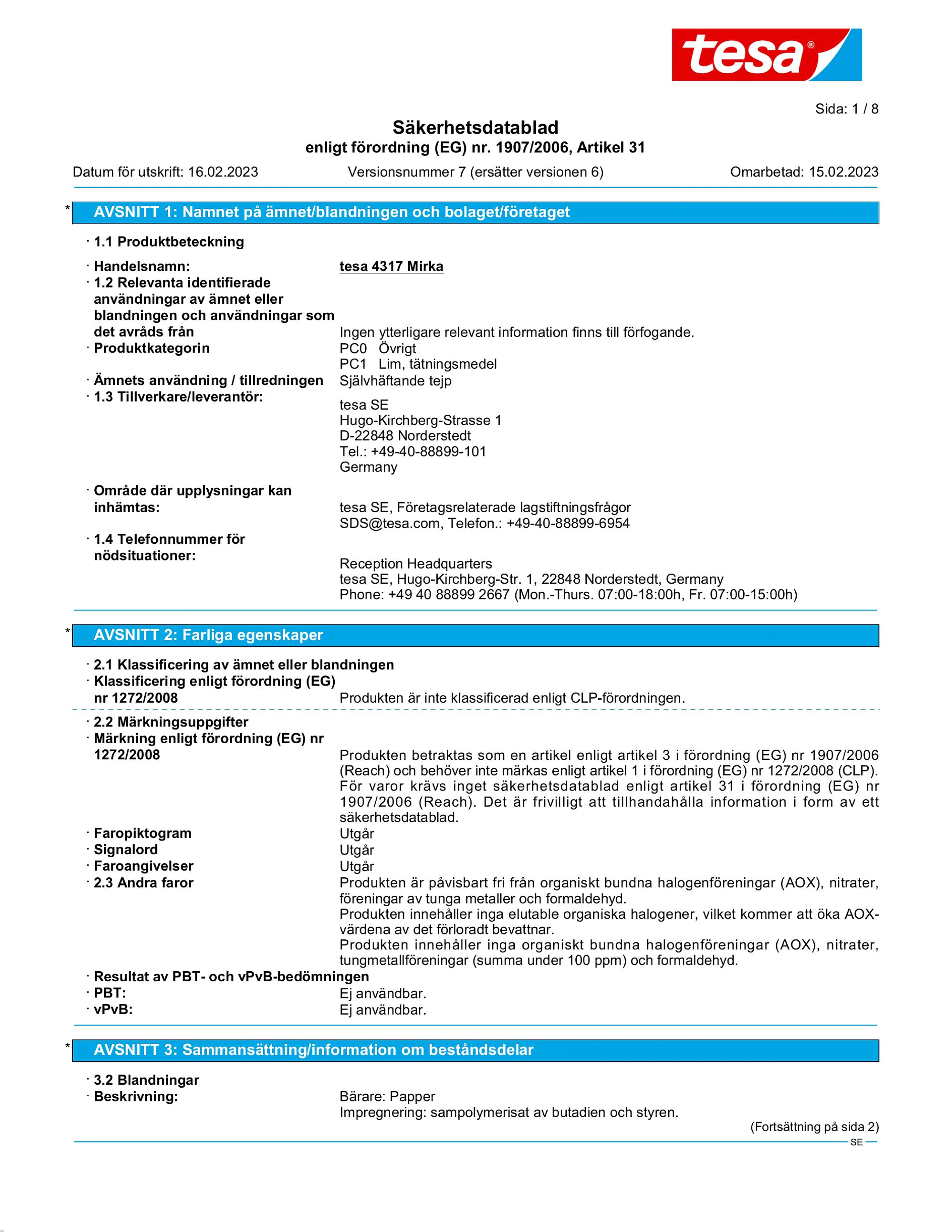 Safety data sheet_tesa® 04317_sv-SE_v7