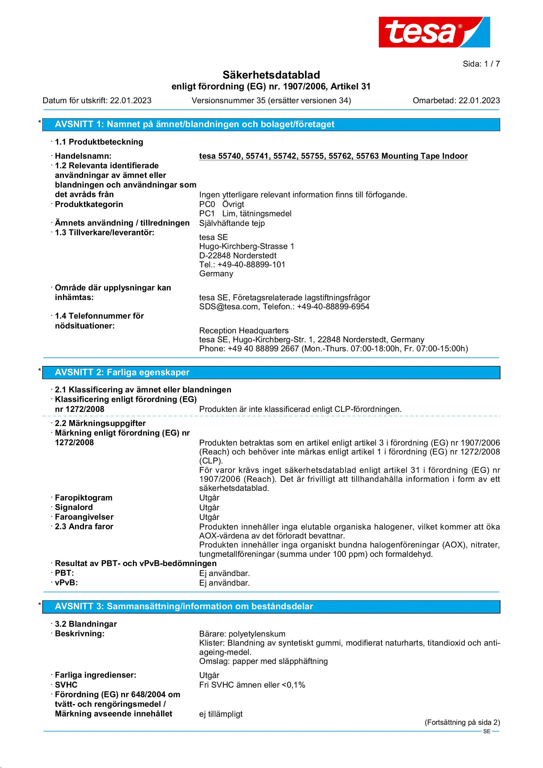 Safety data sheet_tesa® Powerbond 55740_sv-SE_v35