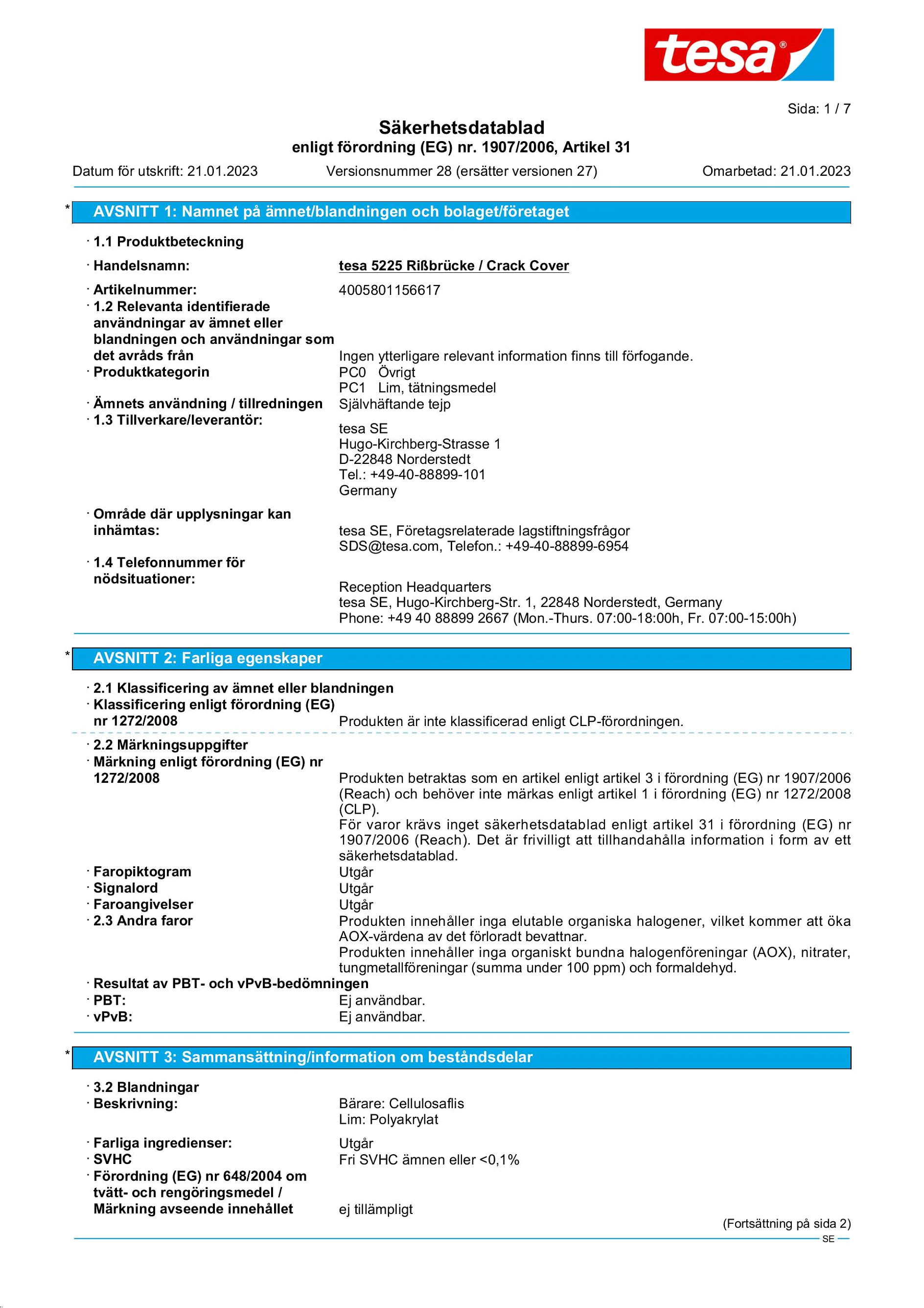 Safety data sheet_tesa® 05225_sv-SE_v28