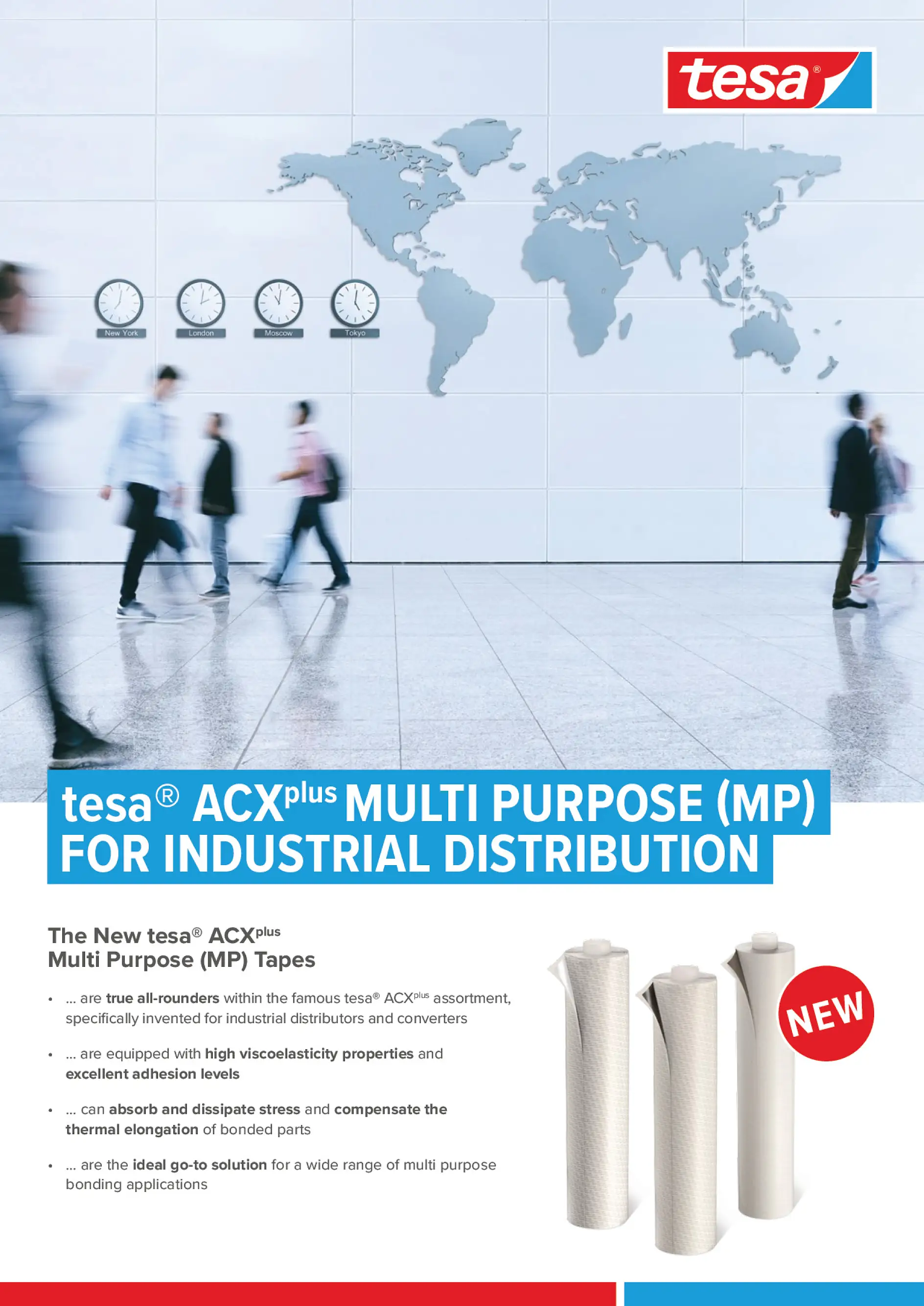 แผ่นพับเทปอเนกประสงค์ tesa® ACXPlus สำหรับผู้จัดจำหน่ายสินค้าอุตสาหกรรม