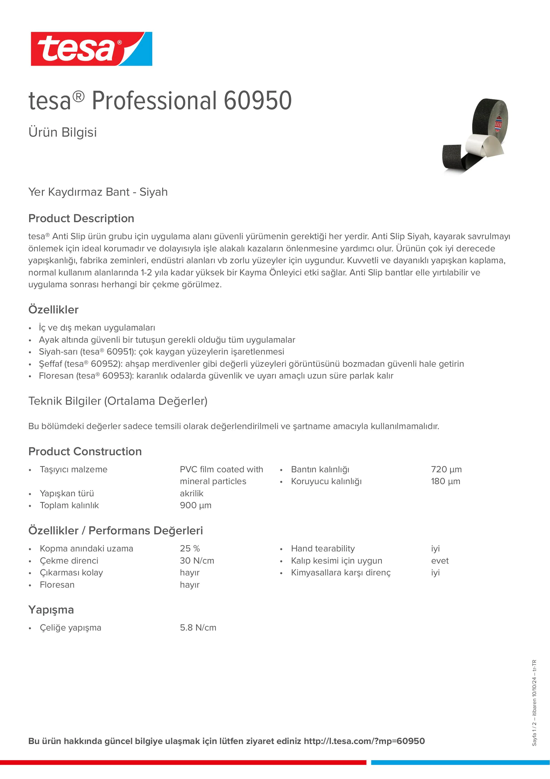 Product information_tesa® Professional 60950_tr-TR