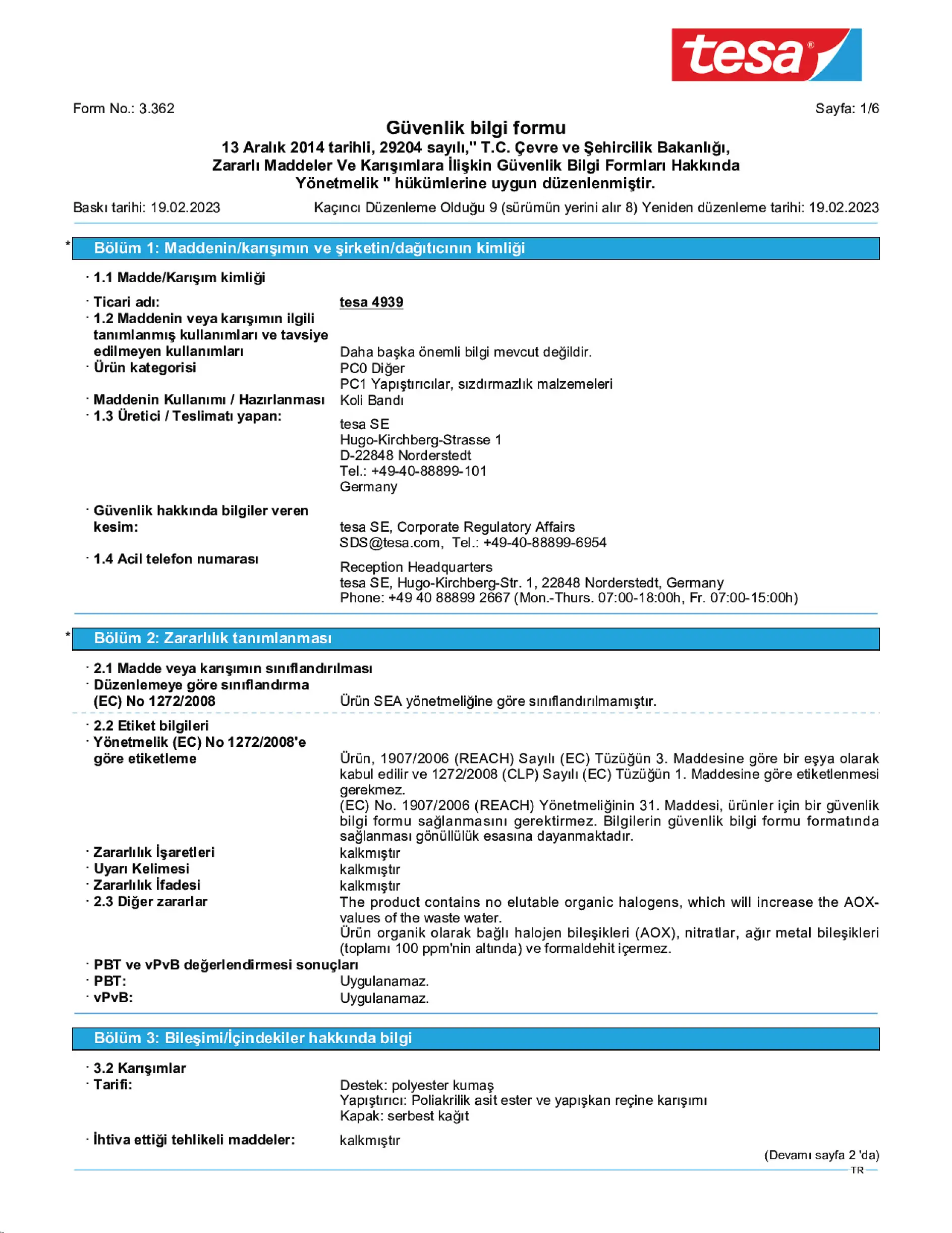 Safety data sheet_tesa® 4939_tr-TR_v9