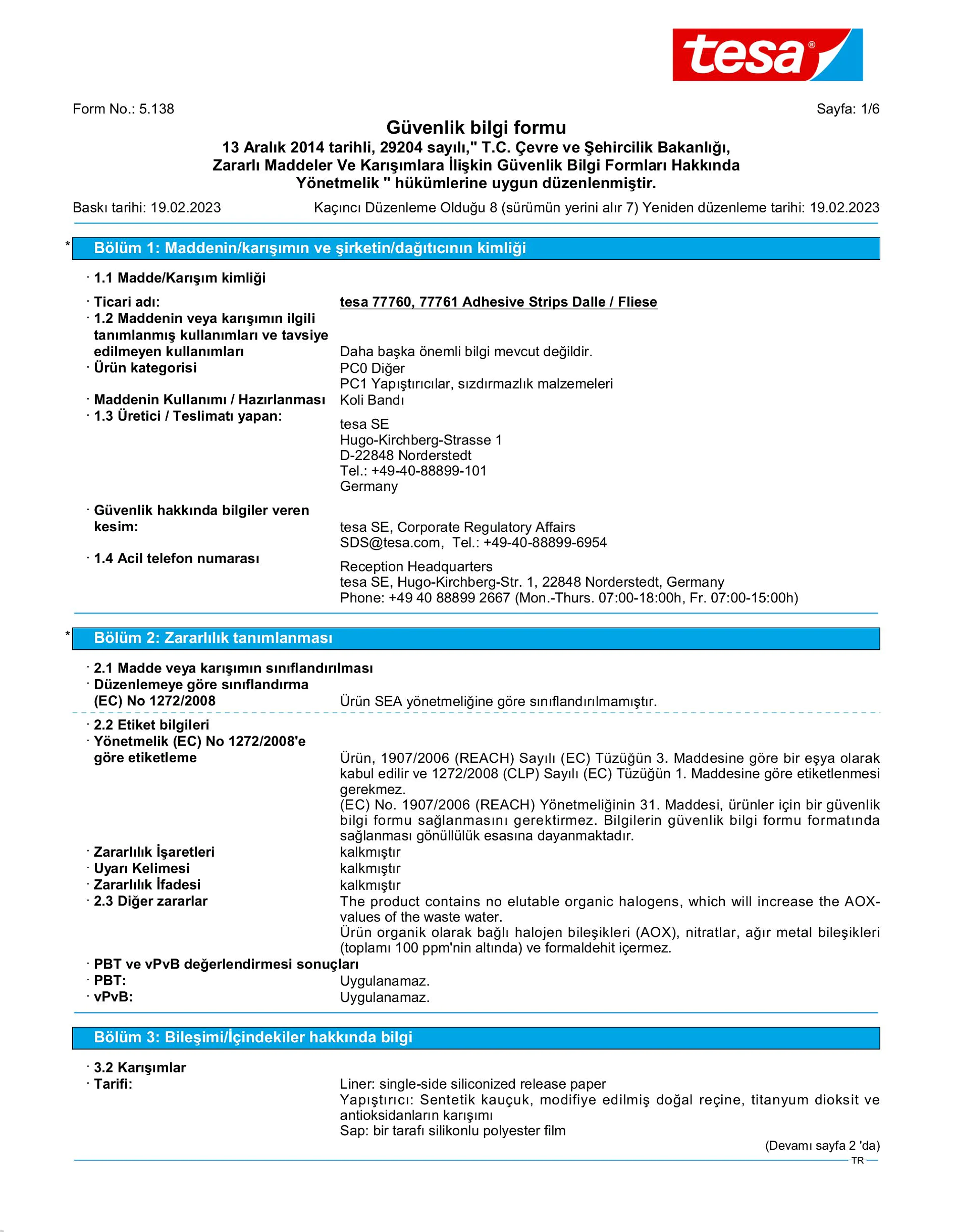 Safety data sheet_tesa® 77761_tr-TR_v8