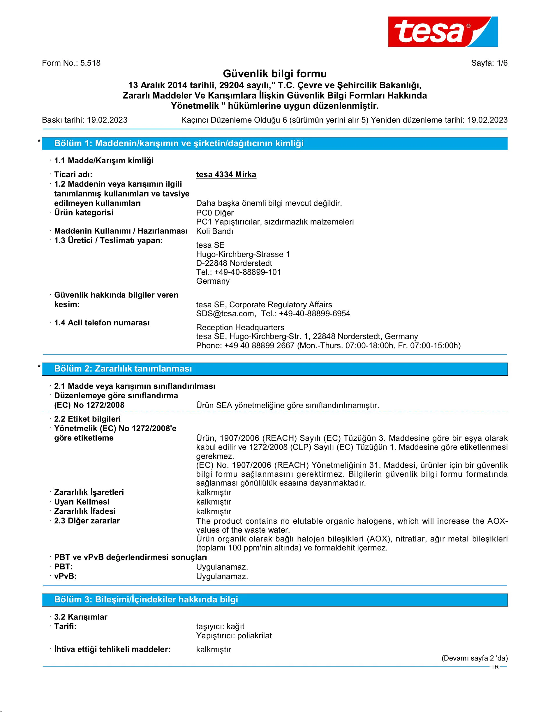 Safety data sheet_tesa® 04334_tr-TR_v6