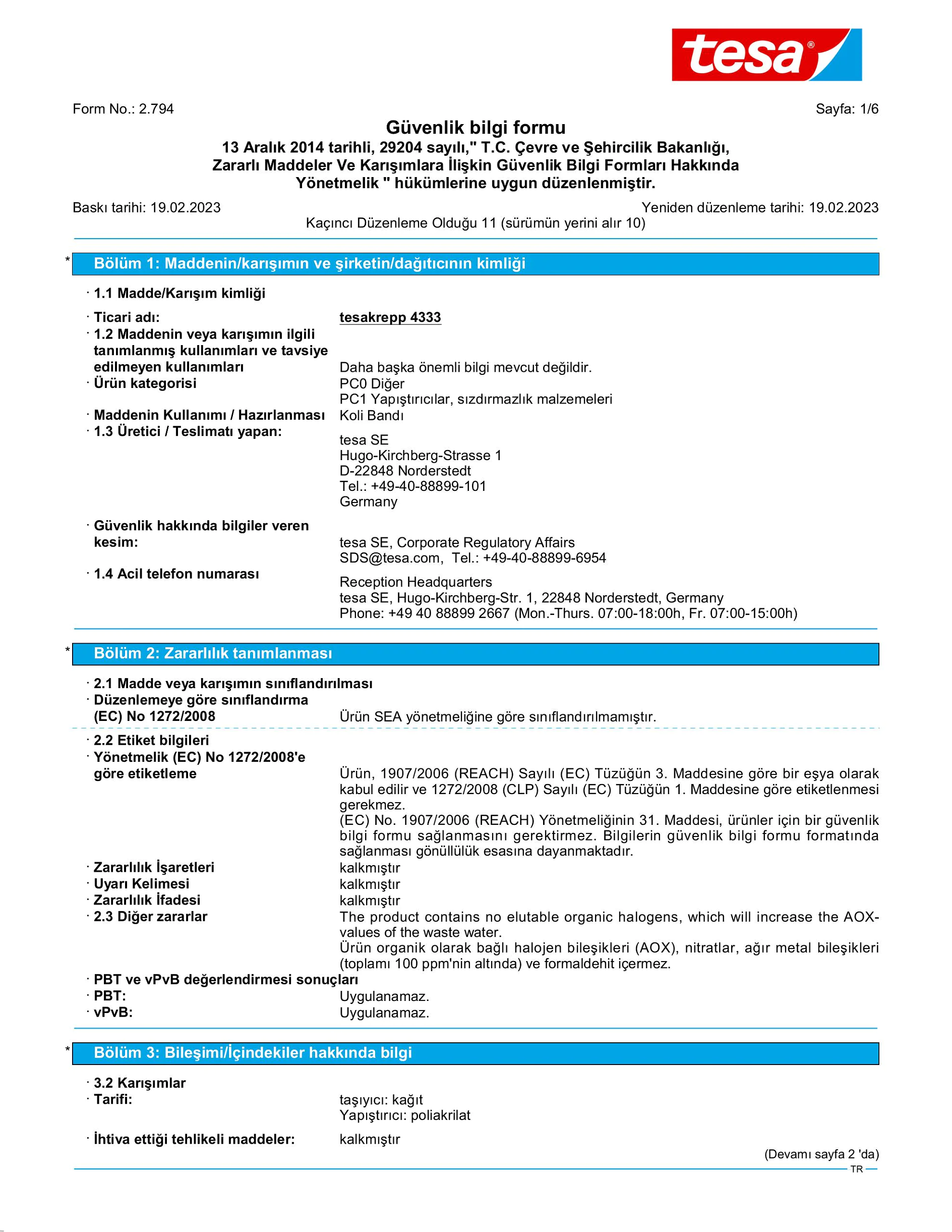 Safety data sheet_tesa® 04333_tr-TR_v11