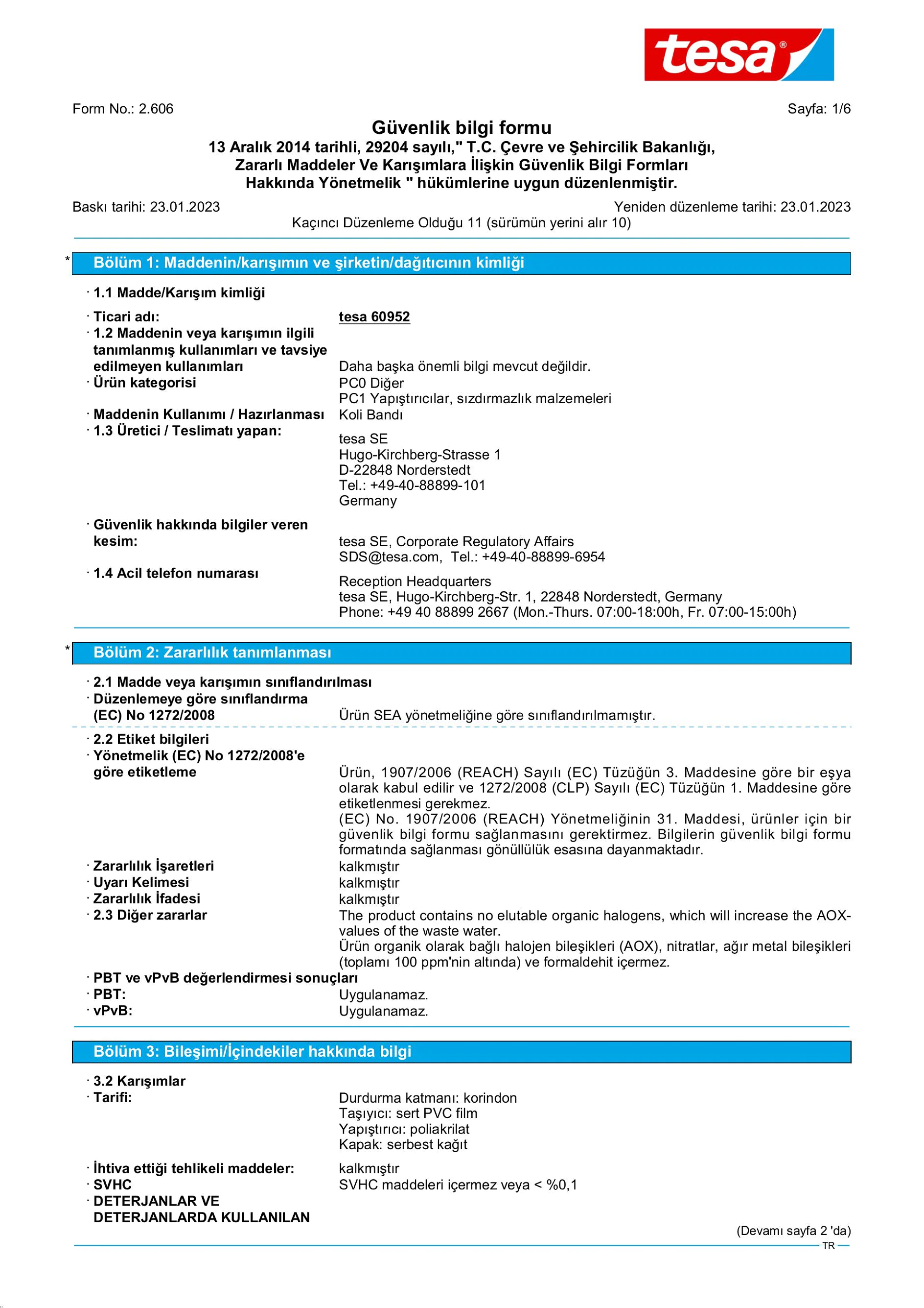 Safety data sheet_tesa® Professional 60950_tr-TR_v11